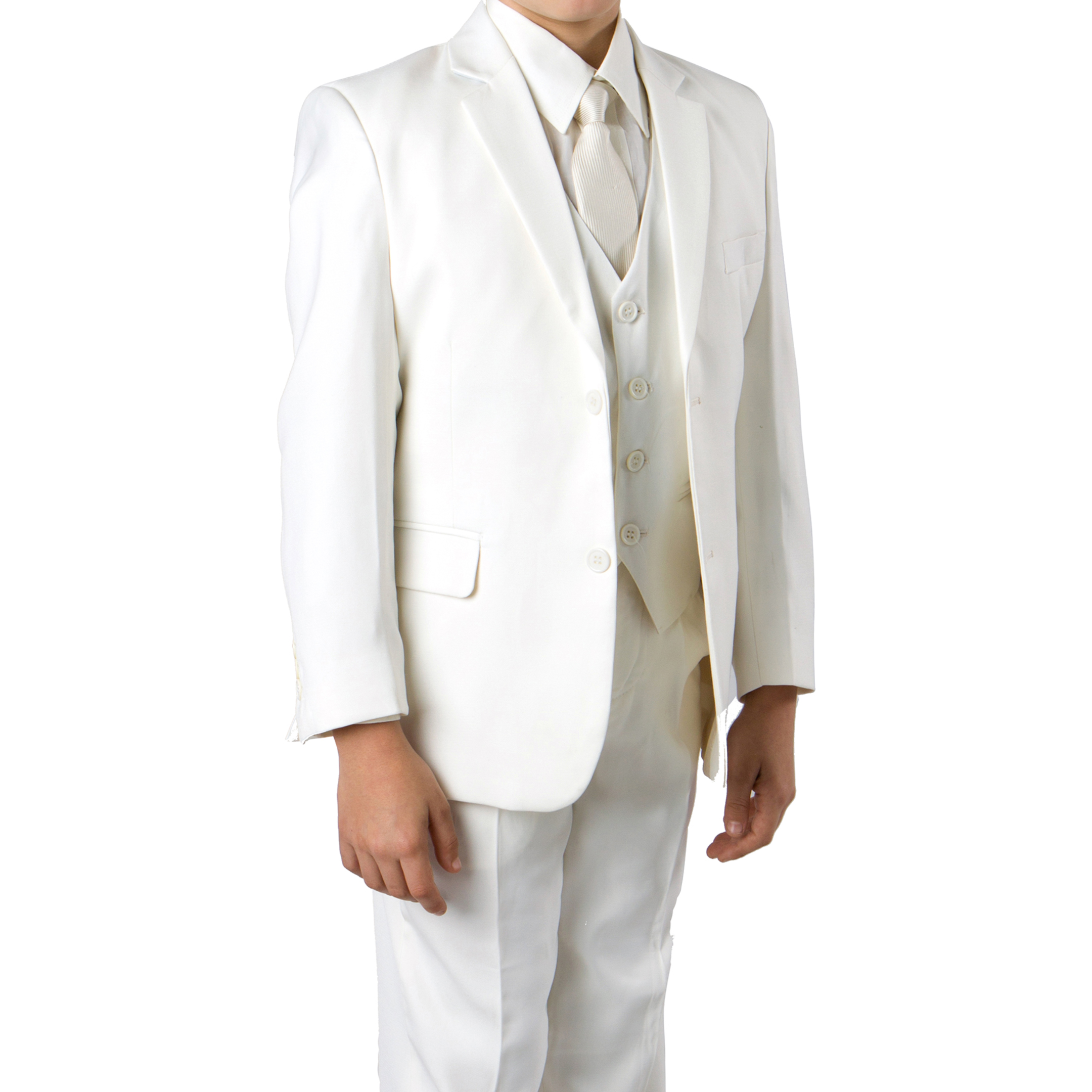 Big Boys Suit Husky Fit 5-PC, Off-White w/ Dress Shirt & Tie