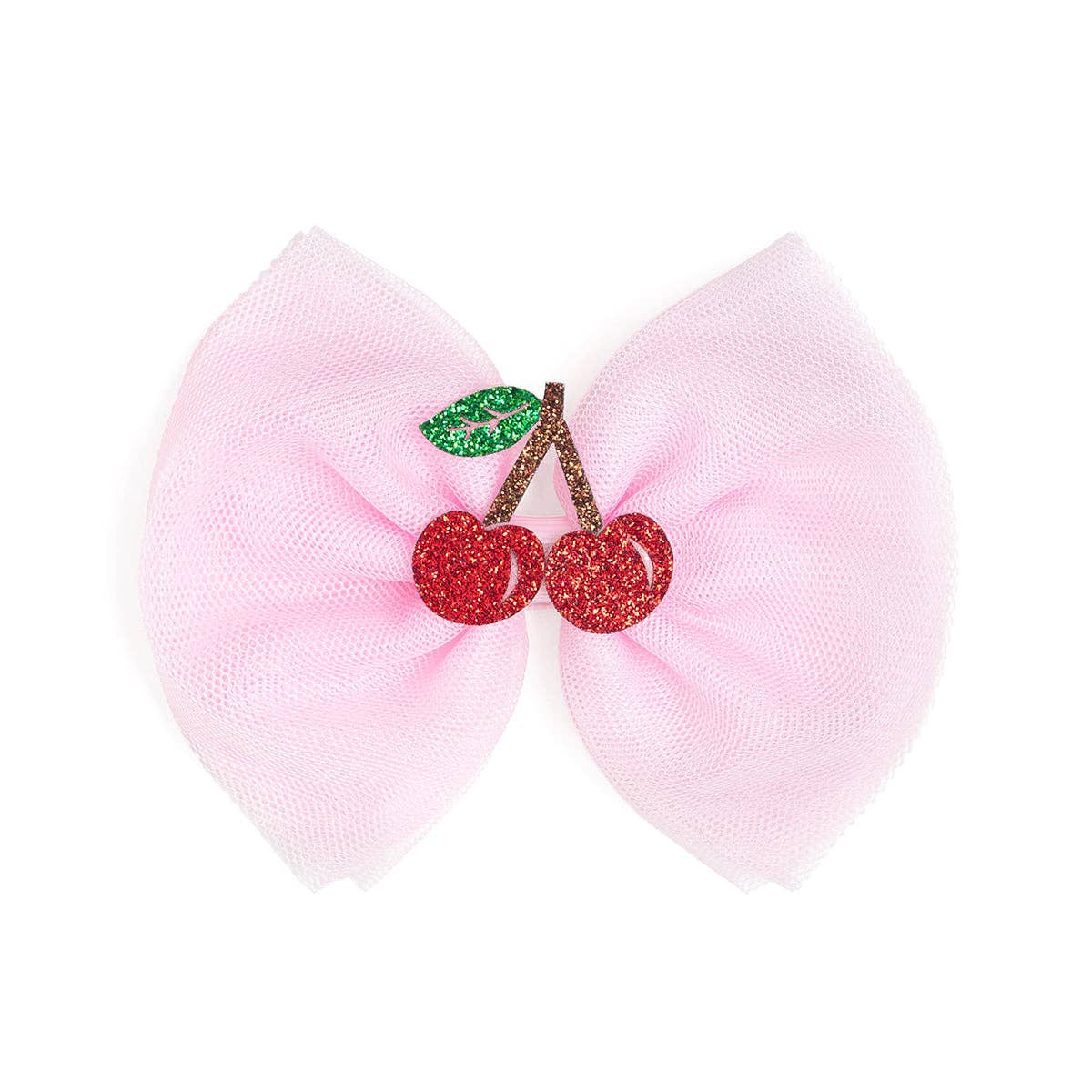 Cherry Tulle Bow Clip  - Kids Hair Bow