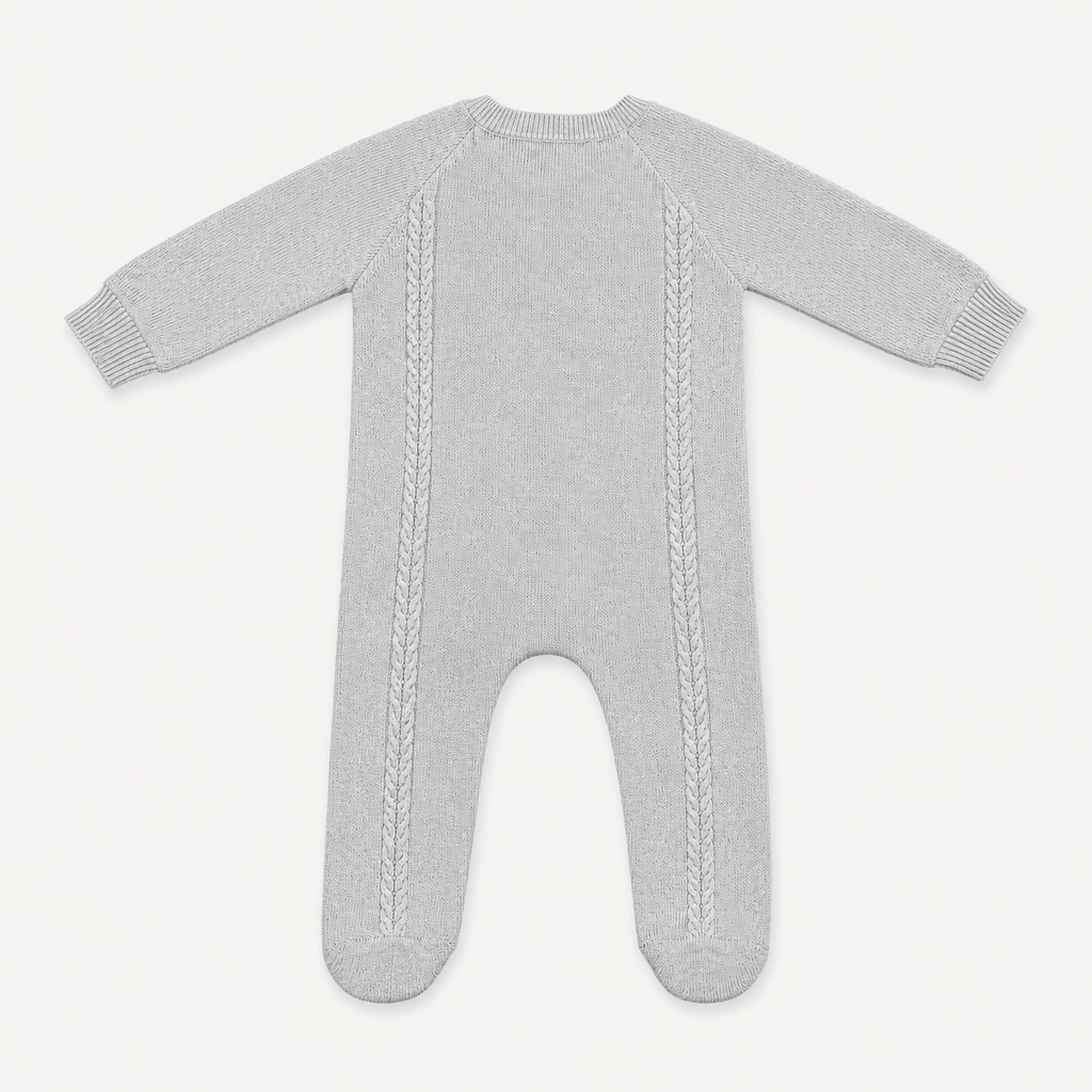 Milan Cable Knit Baby Footie Jumpsuit & Hat SET (Organic)