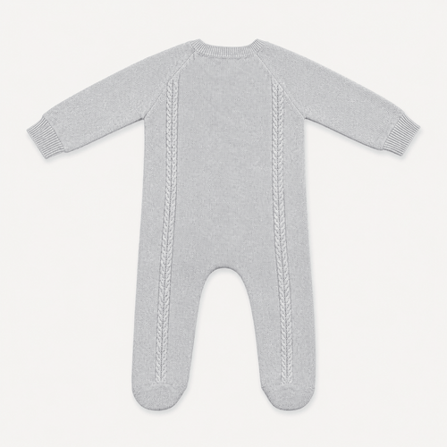 Milan Cable Knit Baby Footie Jumpsuit & Hat SET (Organic)