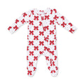 Festive Bows - 2 Way Ruffle Back Zipper Footie