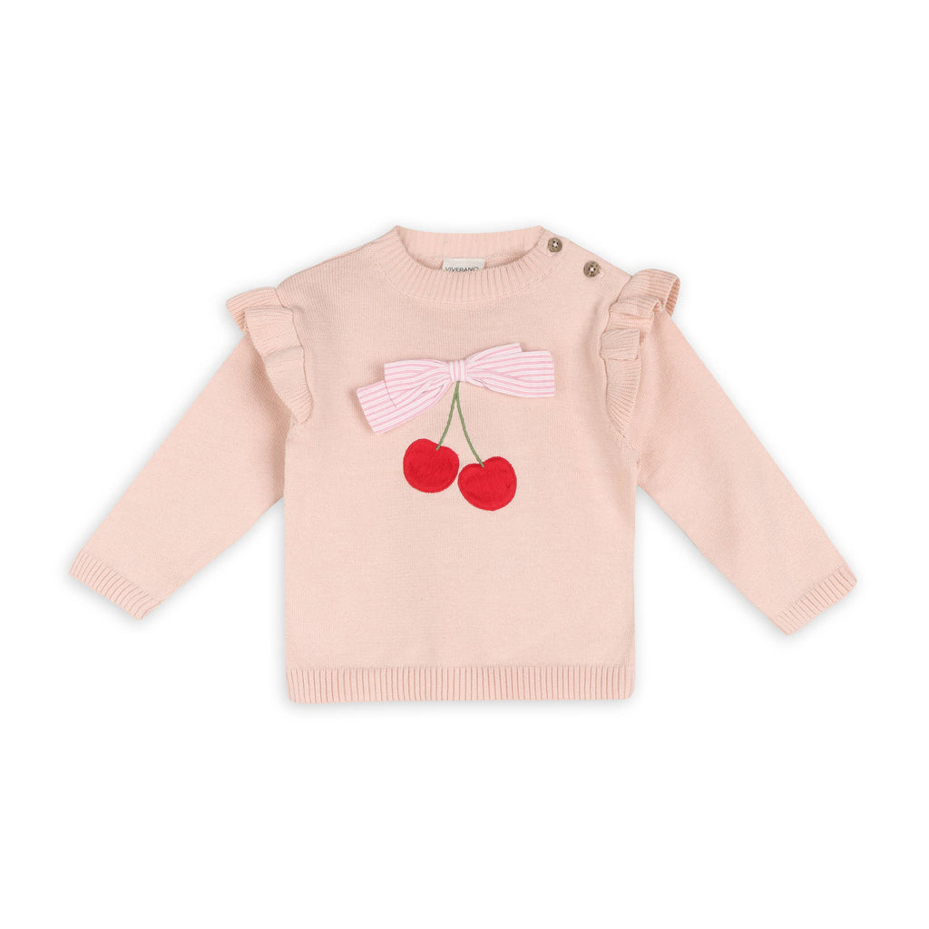 Cherry Bow Baby Pullover & Stripe Pants (Organic Cotton)