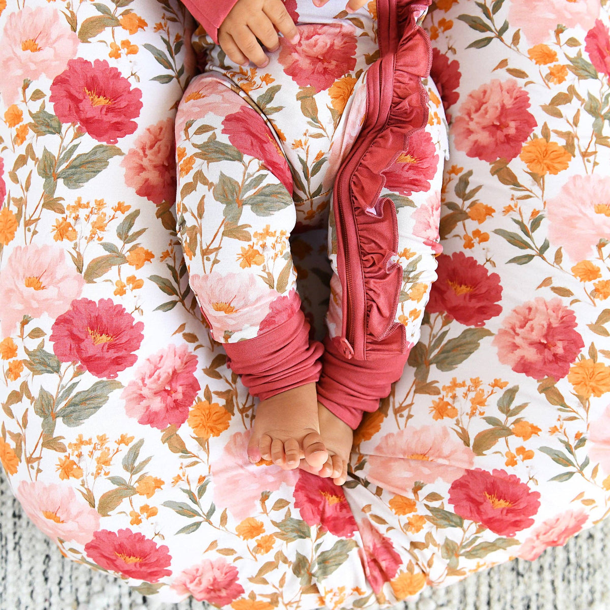 Felicity RUFFLE ZIP Bamboo Floral One Piece Baby Outfit