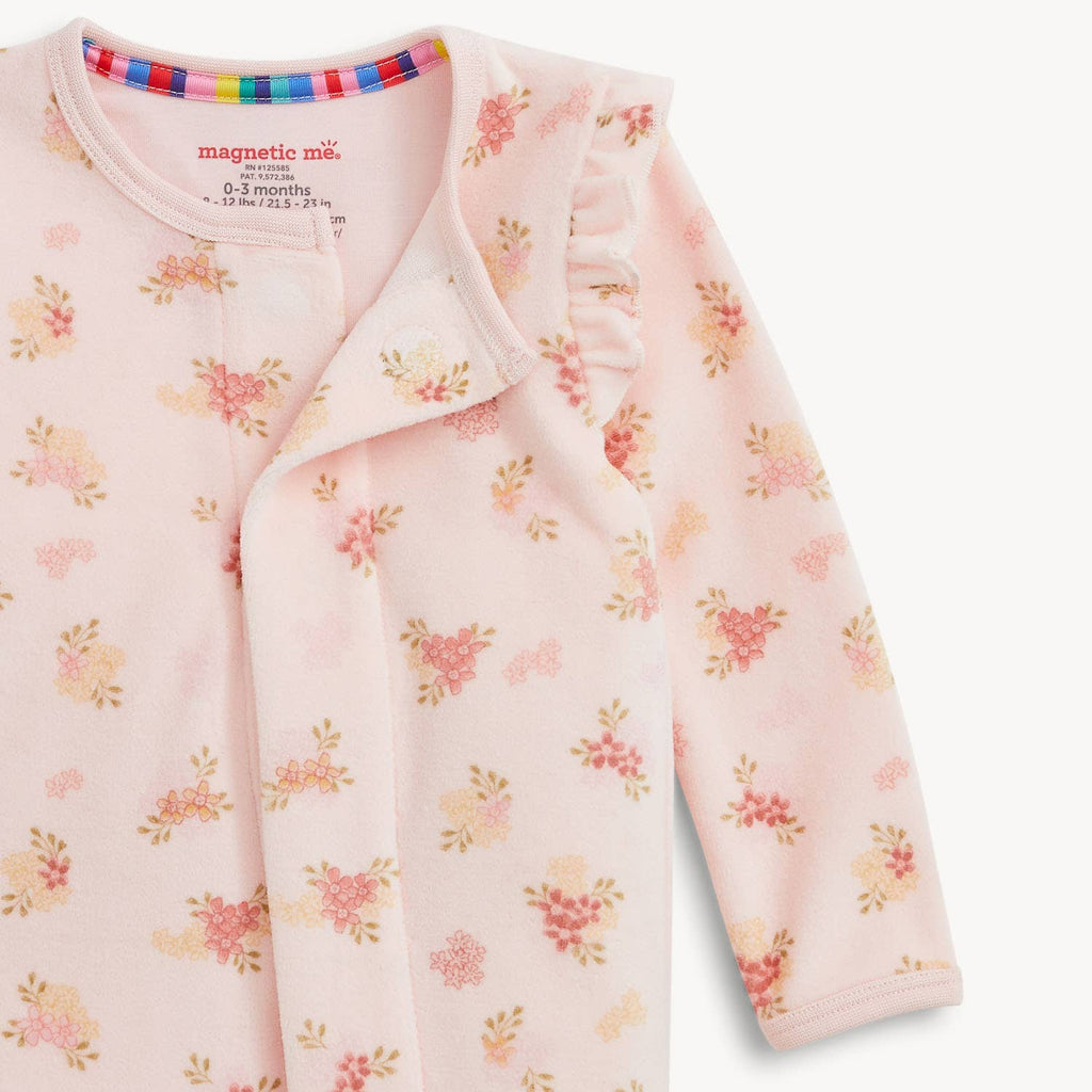 FLORAL GIRLS VELOUR FOOTIE