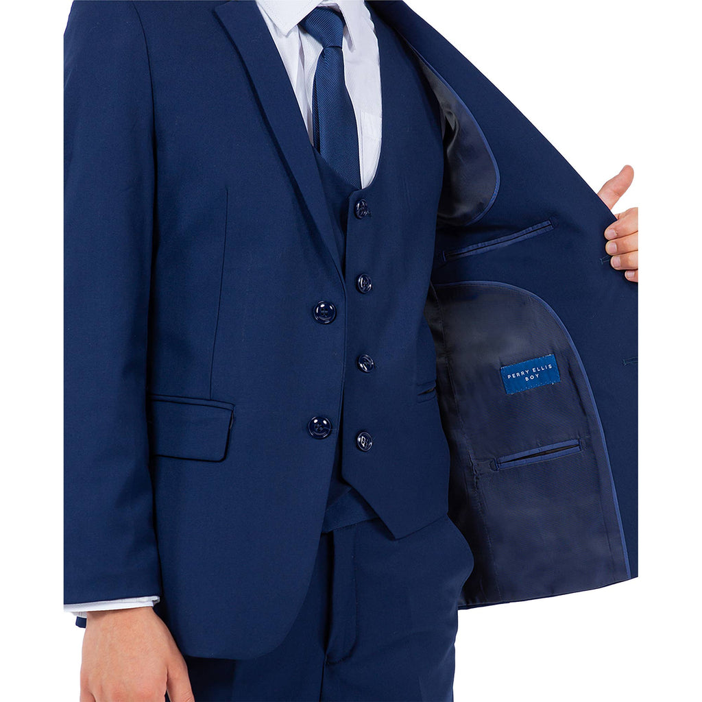 Cobalt Perry Ellis Boys Suit, Slim-Fit 5pc (Includes Tie)