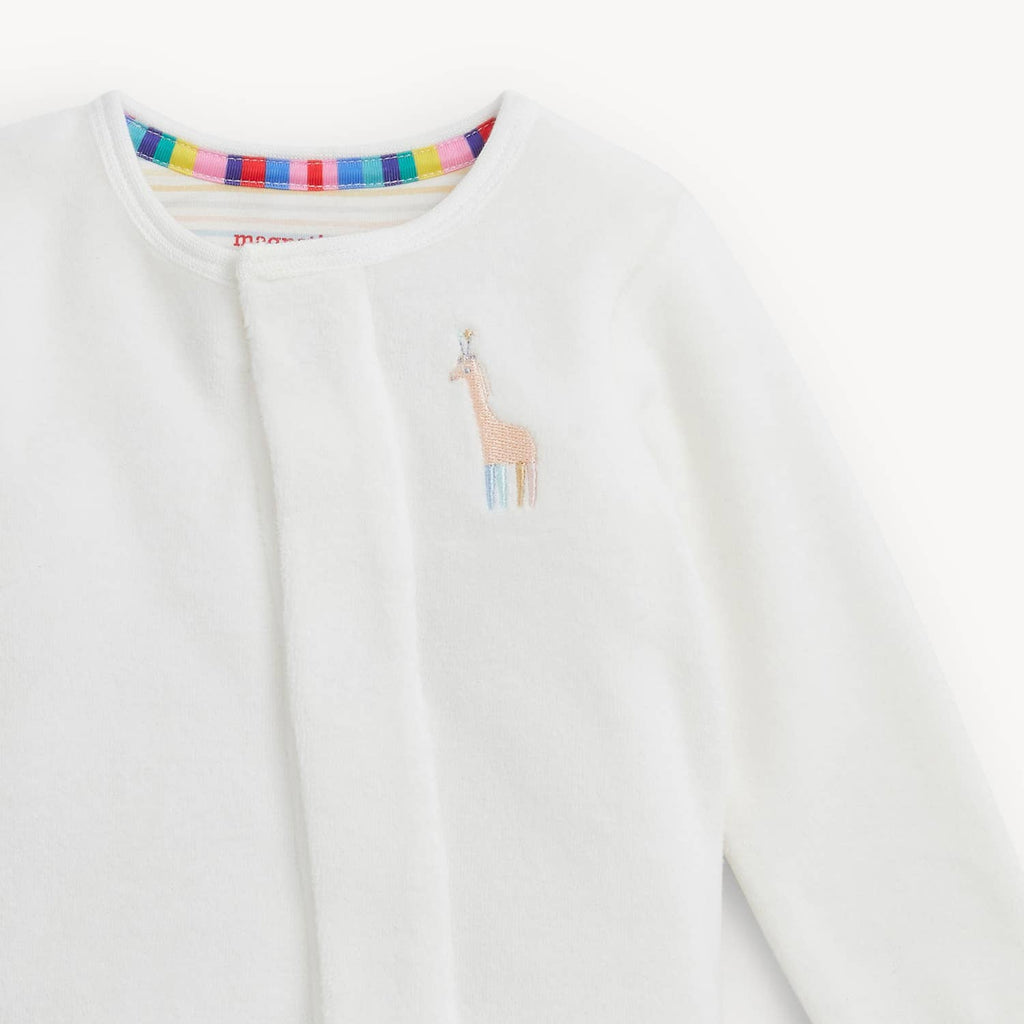 EMROIDERY GIRAFFE CREAM VELOUR FOOTIE
