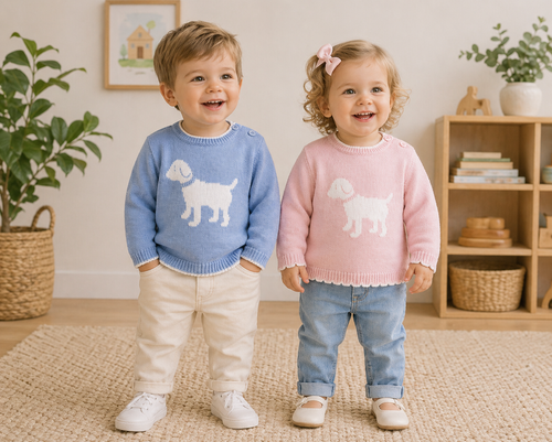 Dog Knit Sweater in Blue