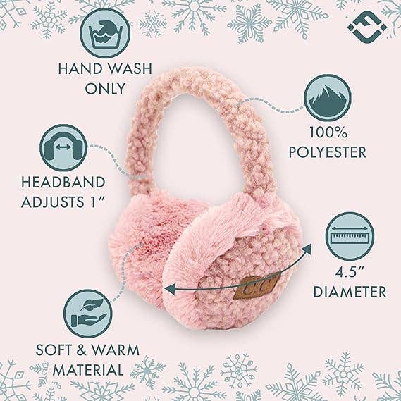 Kids Adjustable Earmuffs - Sherpa - Rose