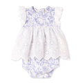 Baby Girl Bamboo Easter Bunny Toile Eyelet Skirted Bodysuit