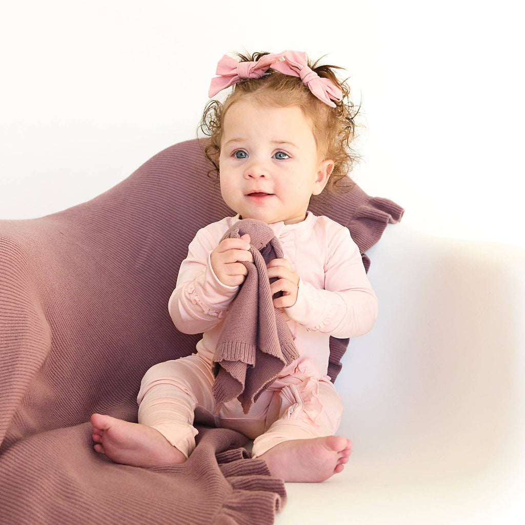 Light Pink RUFFLE ZIP Bamboo Keepsake 2-Way Zip Baby Outfit