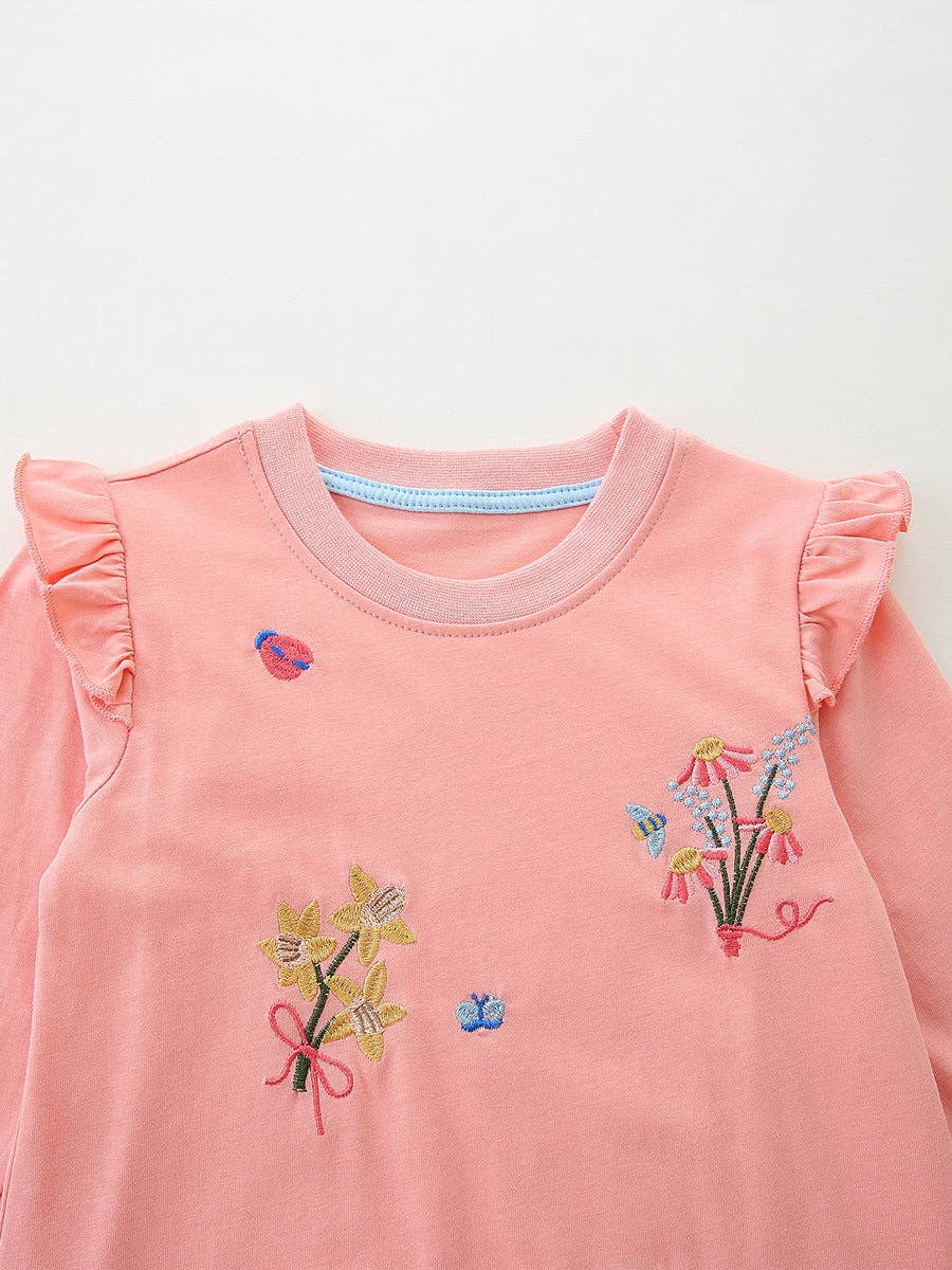 Kids Cotton Princess Dress Floral Embroidery Sleeveless Dress