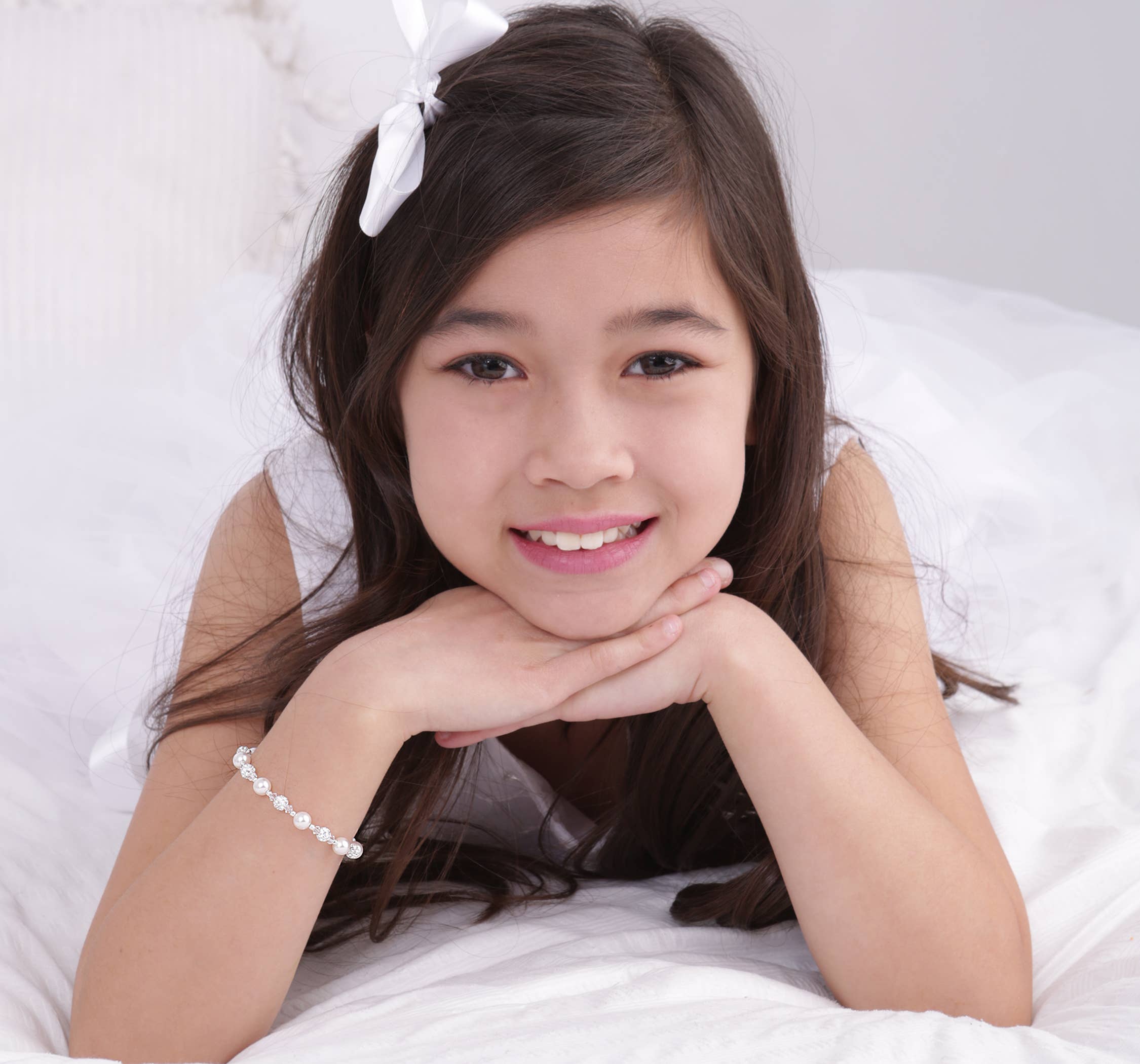 Kid's Sterling Silver White Pearl Baby or Child's Bracelet