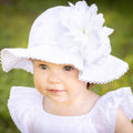 White Stella Sun Hat with Peony Appliqué