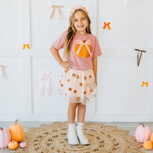 Pumpkin Sequin Scallop Tutu Skirt - Kids Clothing - Fall