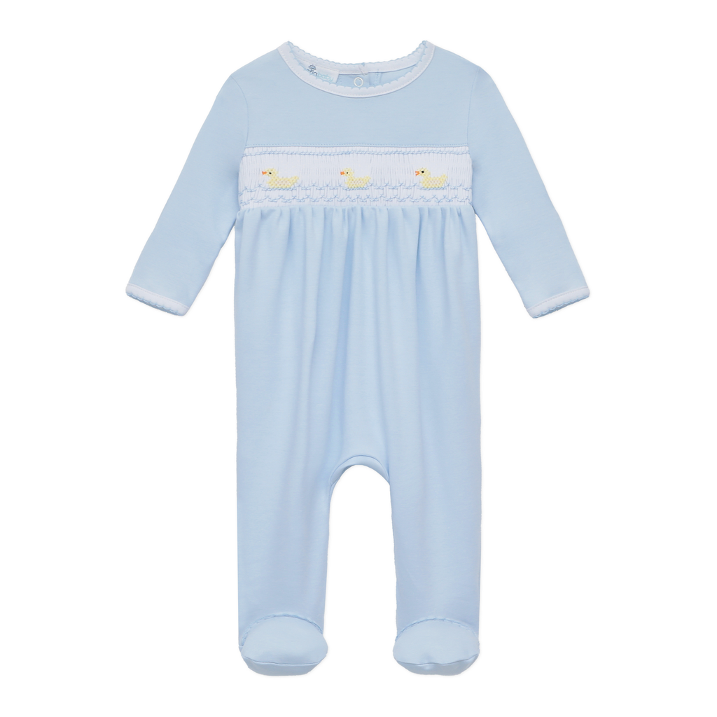 Little Ducklings Classics Smocked Footie - Light Blue