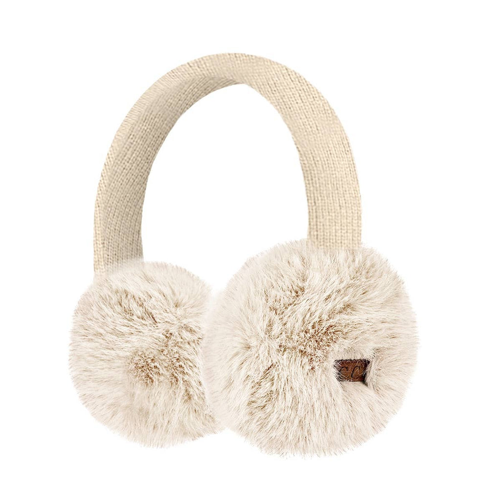 Women's Adjustable Earmuffs - Faux Mink Fur - Beige