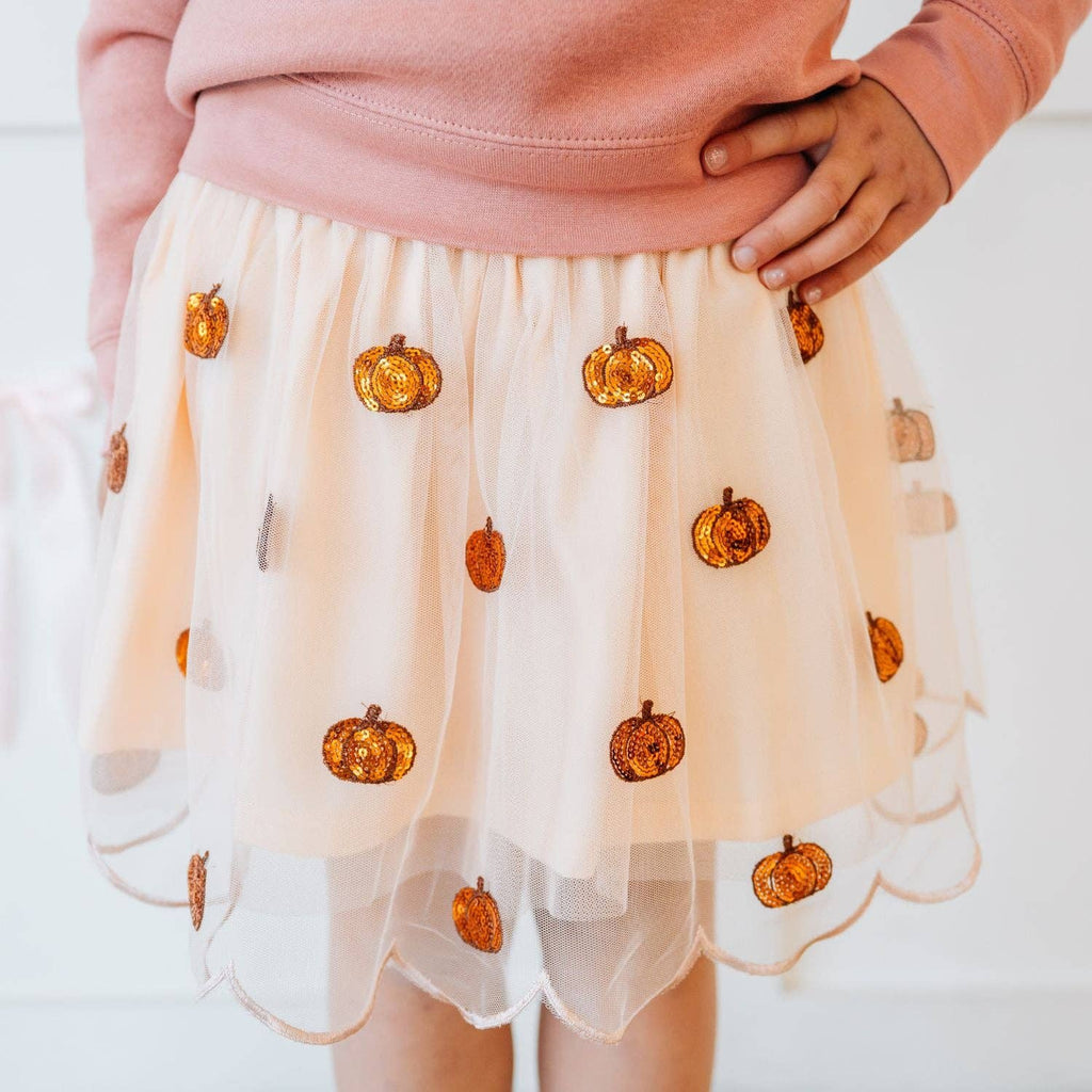 Pumpkin Sequin Scallop Tutu Skirt - Kids Clothing - Fall