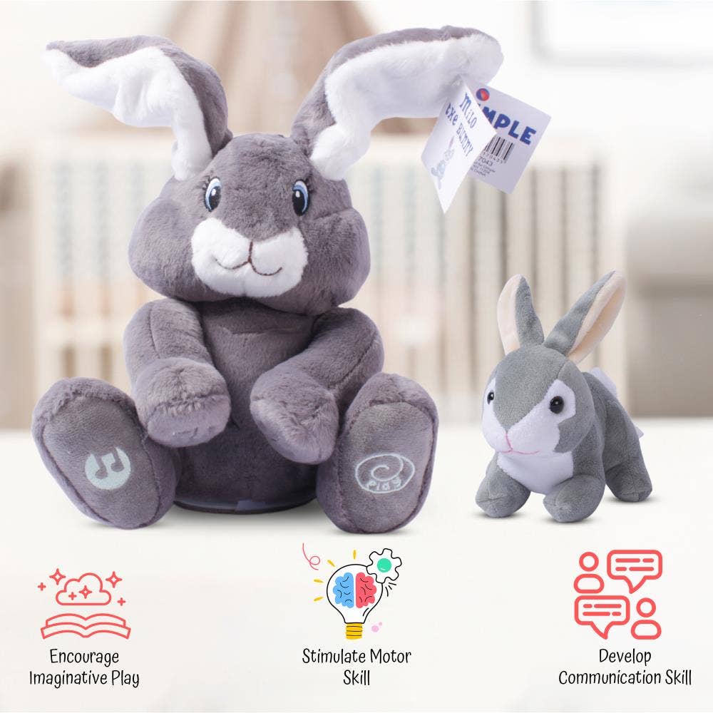 Milo Grey Singing Bunny & Soft Plush Baby Bunny