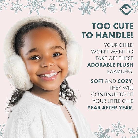 Kids Adjustable Earmuffs - Sherpa - Ivory