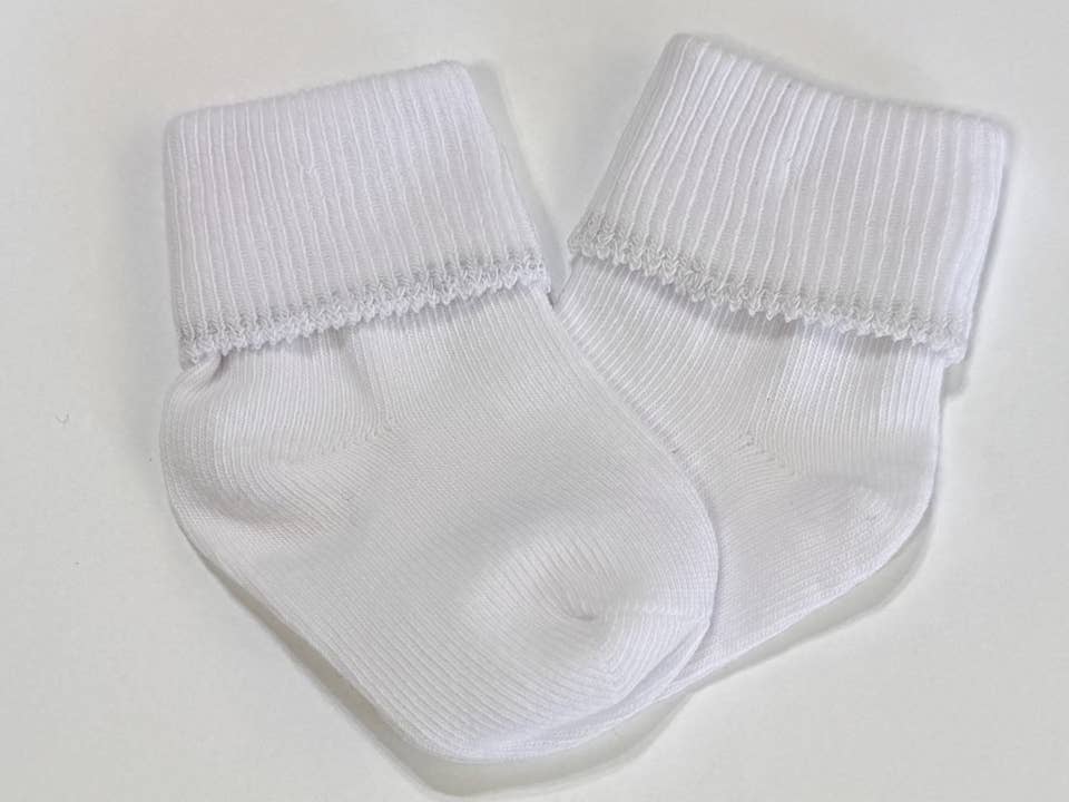 Cuffed White Baby Socks (One Pair)