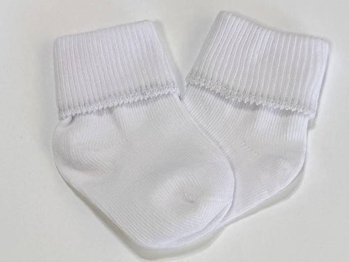 Cuffed White Baby Socks (One Pair)