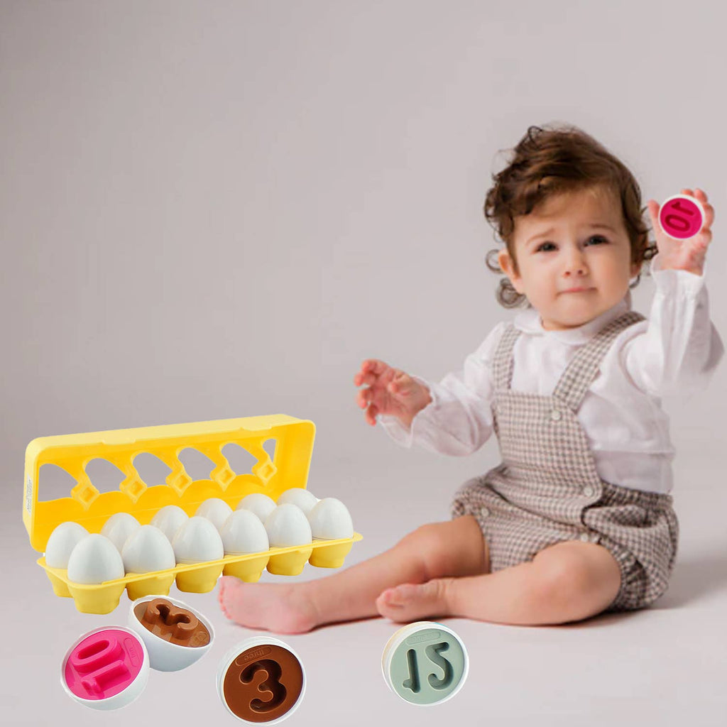Dimple 12 Match and Play Numbers Egg Easter Toy w Holder