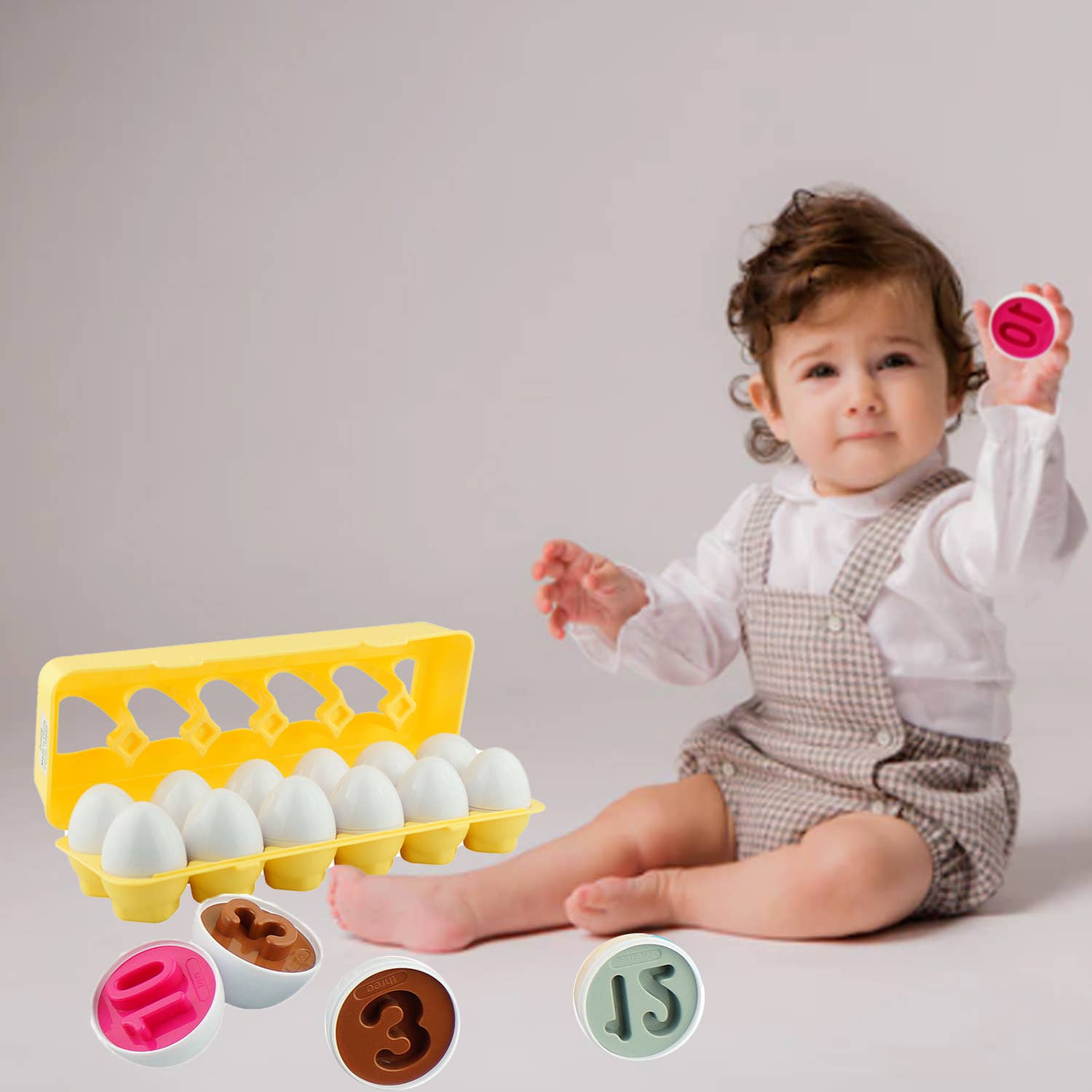 Dimple 12 Match and Play Numbers Egg Easter Toy w Holder