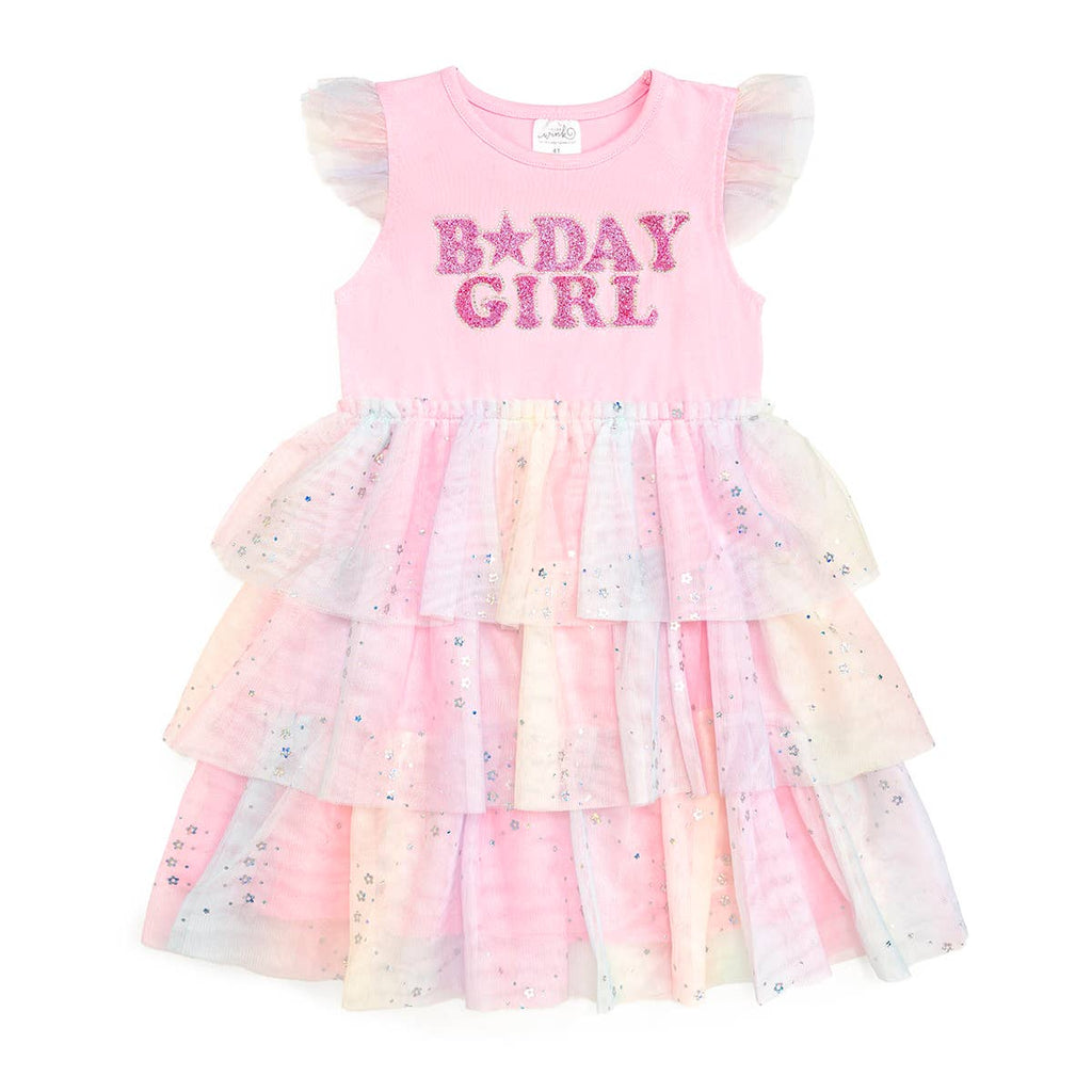 Birthday Girl Fairy Dust Short Sleeve Tutu Dress - Kids