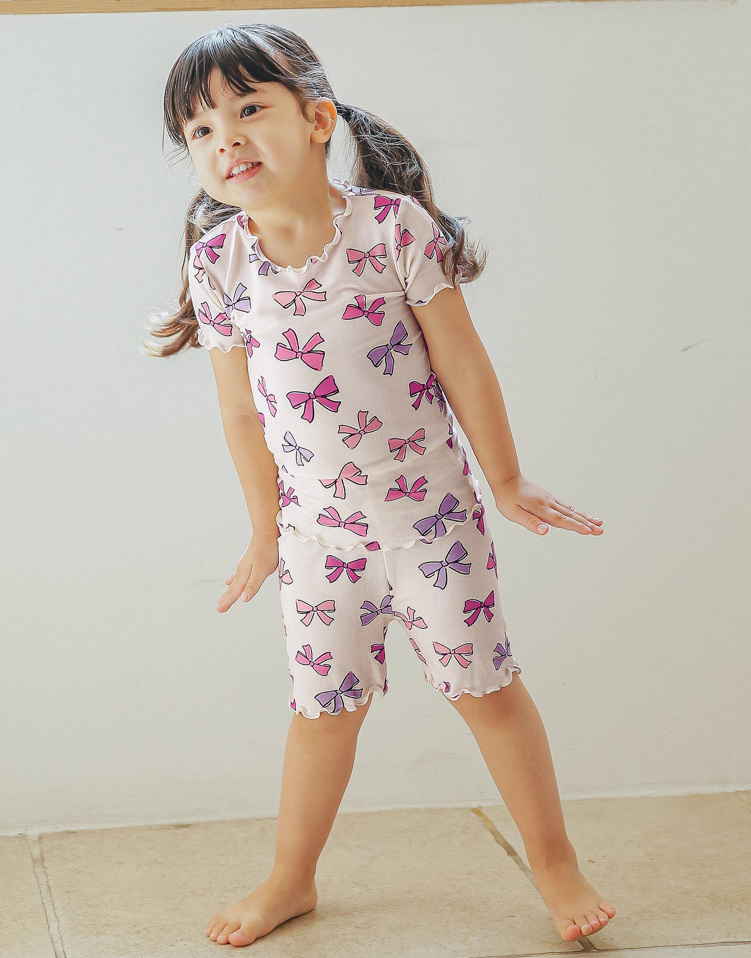 Shirring-Ribbon Viscose Short Sleeve PJs-C