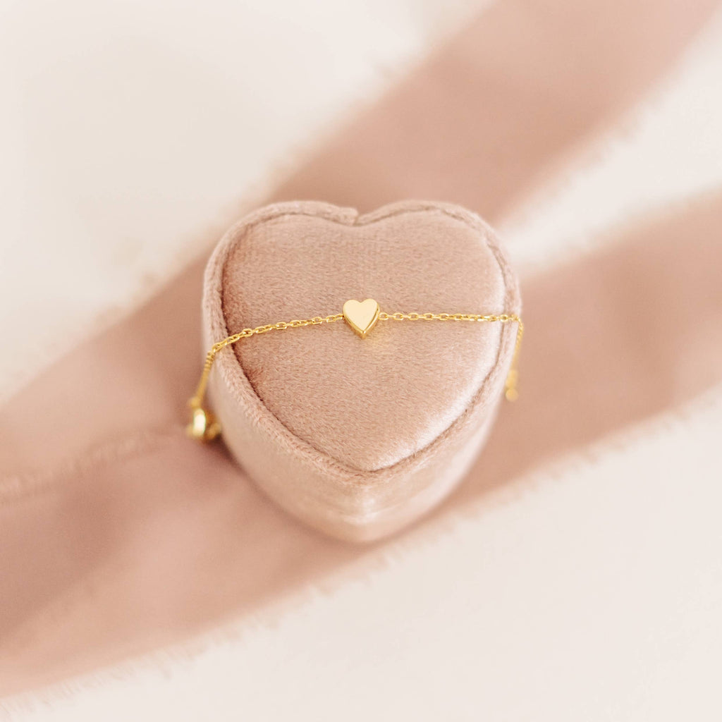 14k Gold-Plated Dainty Heart Chain Baby Bracelet Engravable