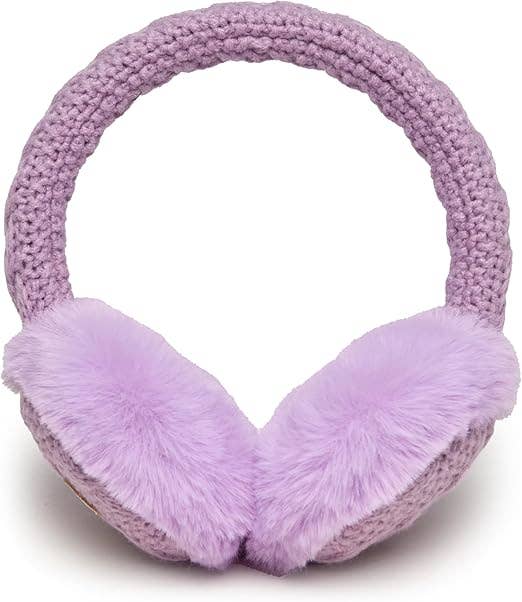Kids Adjustable Earmuffs - Cable Knit - Lavender