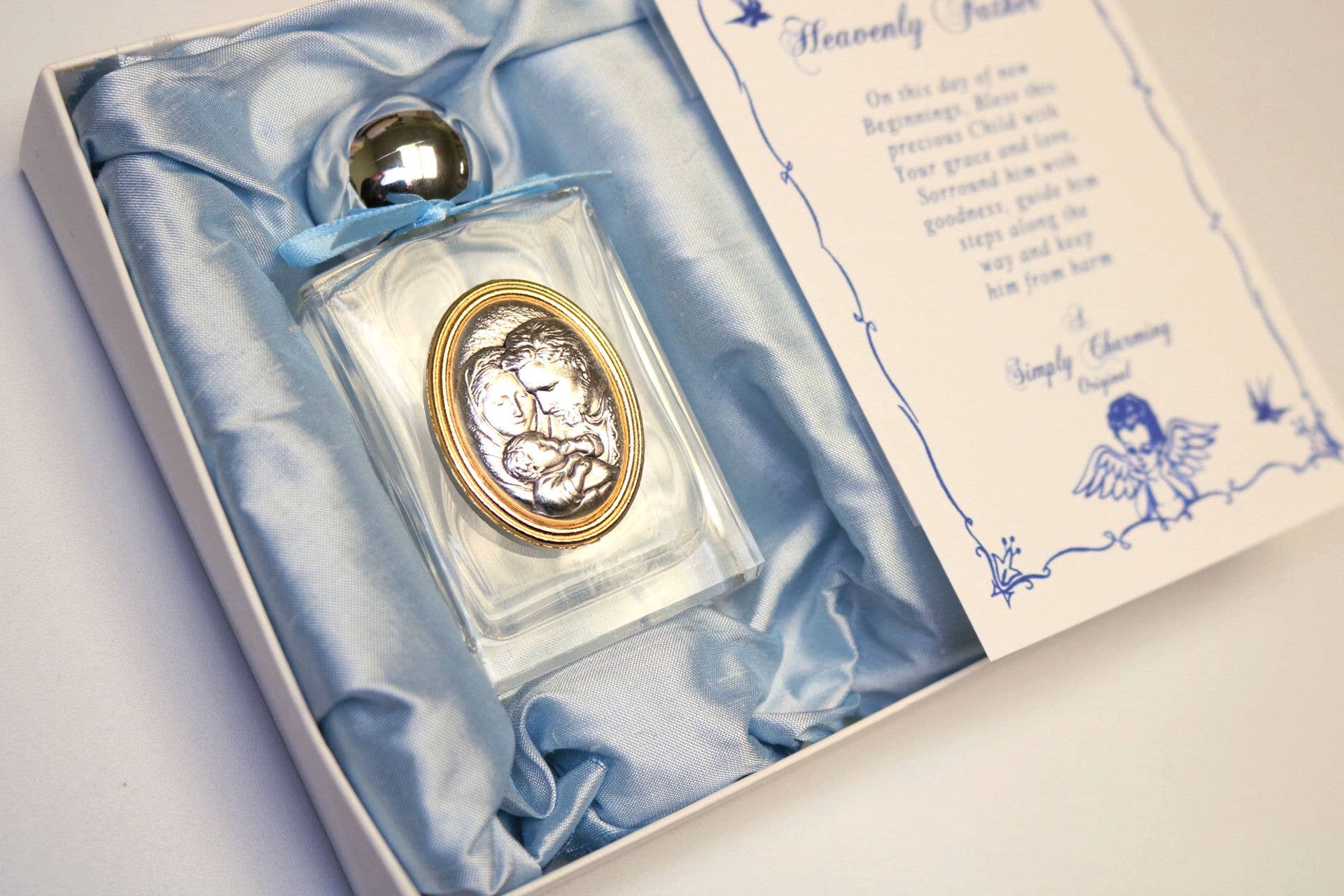 Baptism Holy Water Bottle/blue Bow