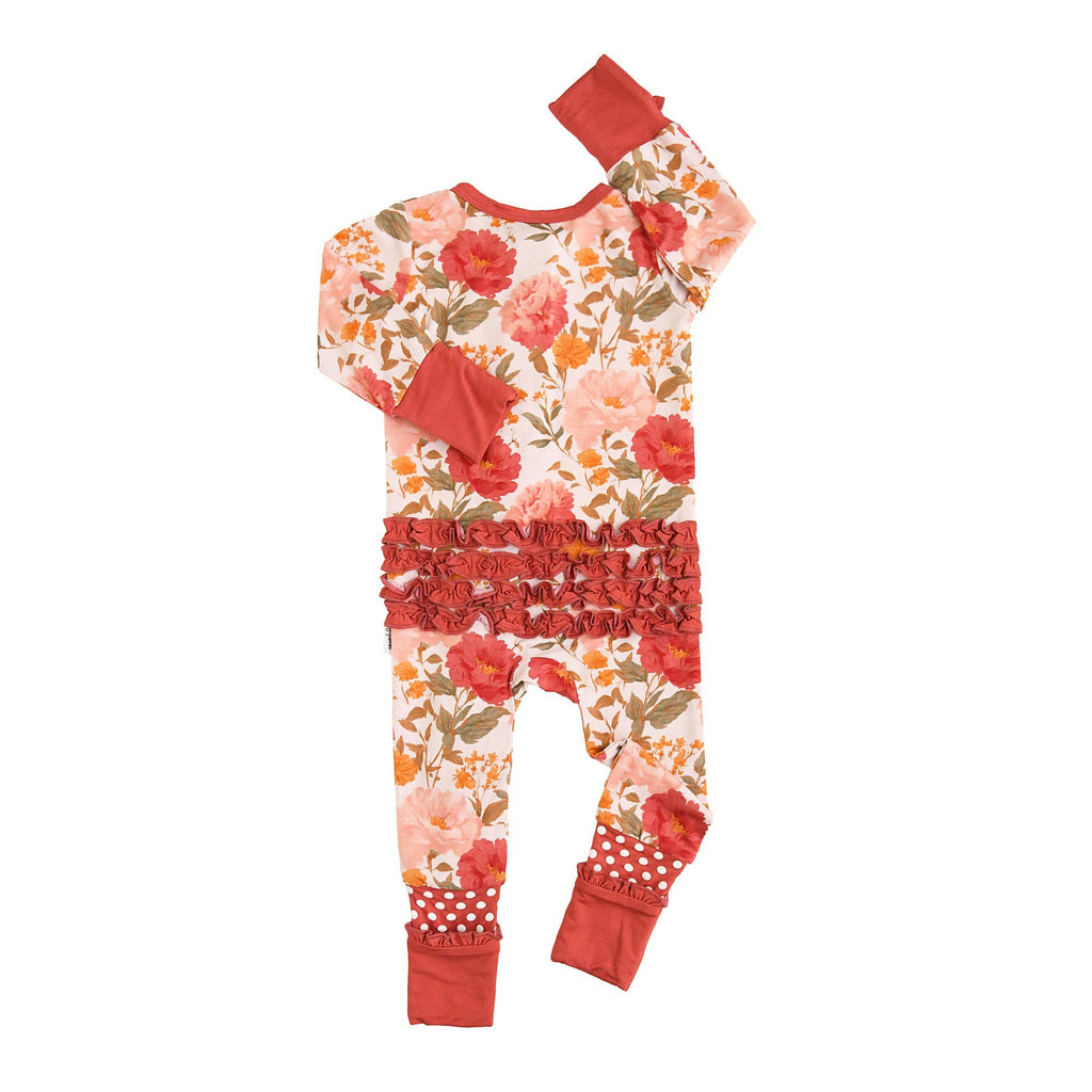 Felicity RUFFLE ZIP Bamboo Floral One Piece Baby Outfit