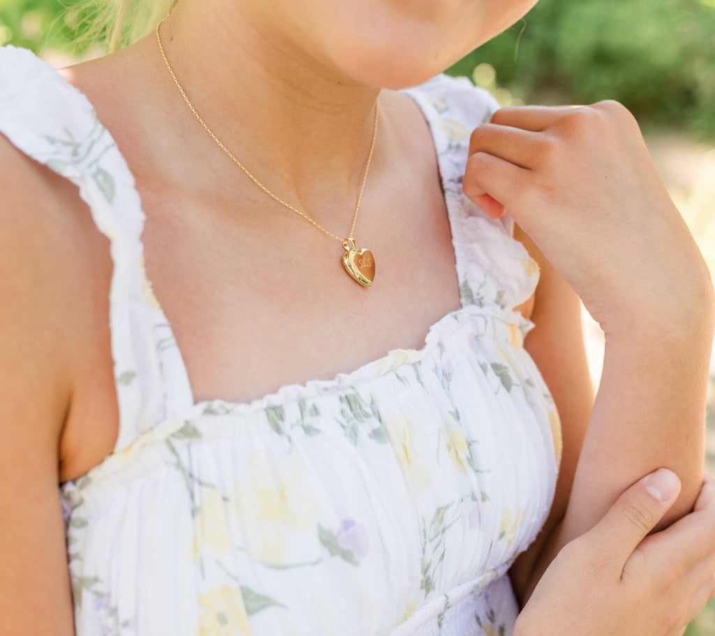 14K Gold-Plated Heart Locket for Little Girls and Kids