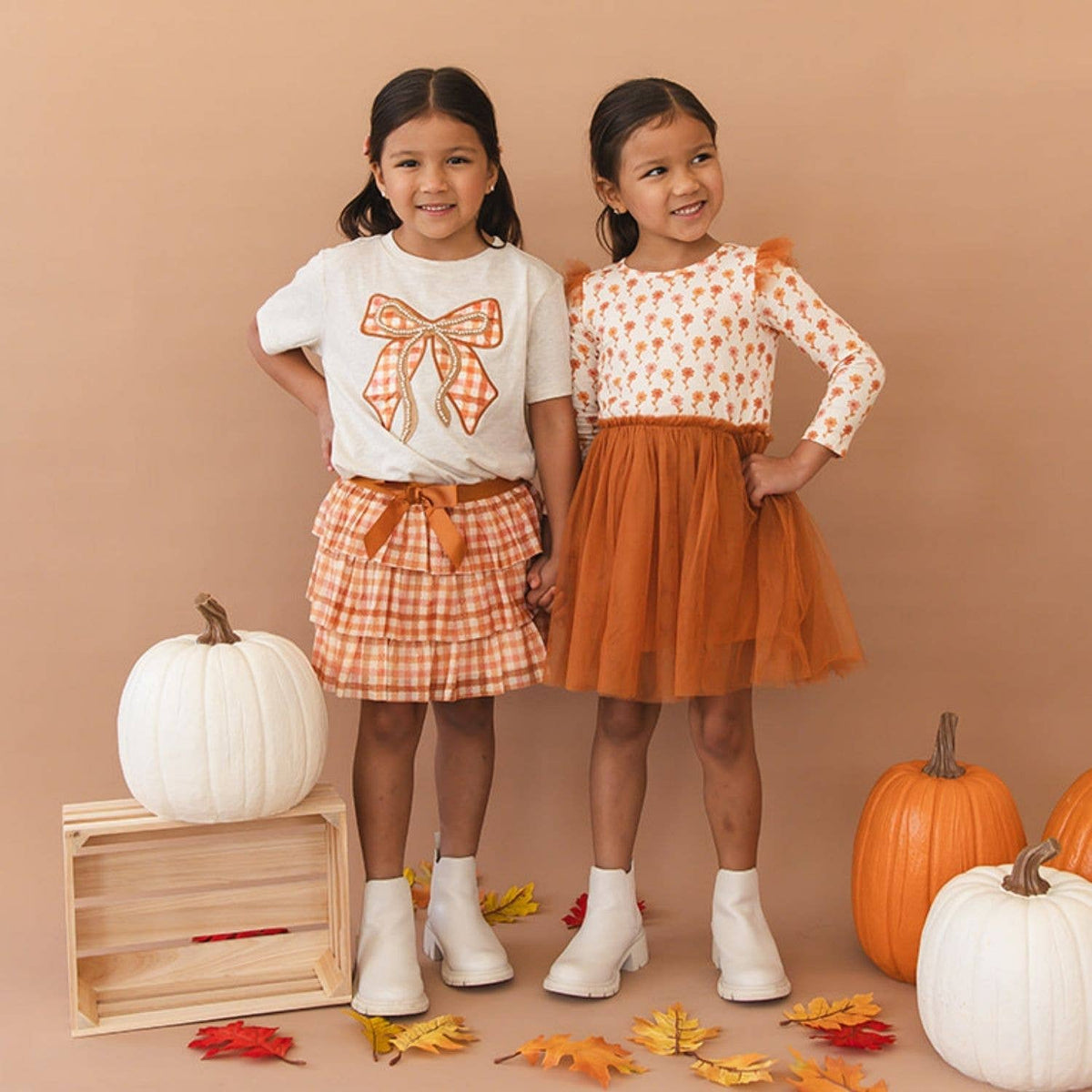 Cinnamon Floral Long Sleeve Tutu Dress - Kids Clothing -Fall