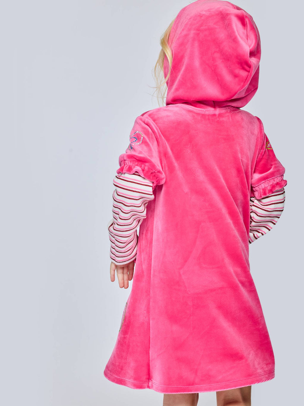 L/s Velour Dress W/ Patch-Rhinestones