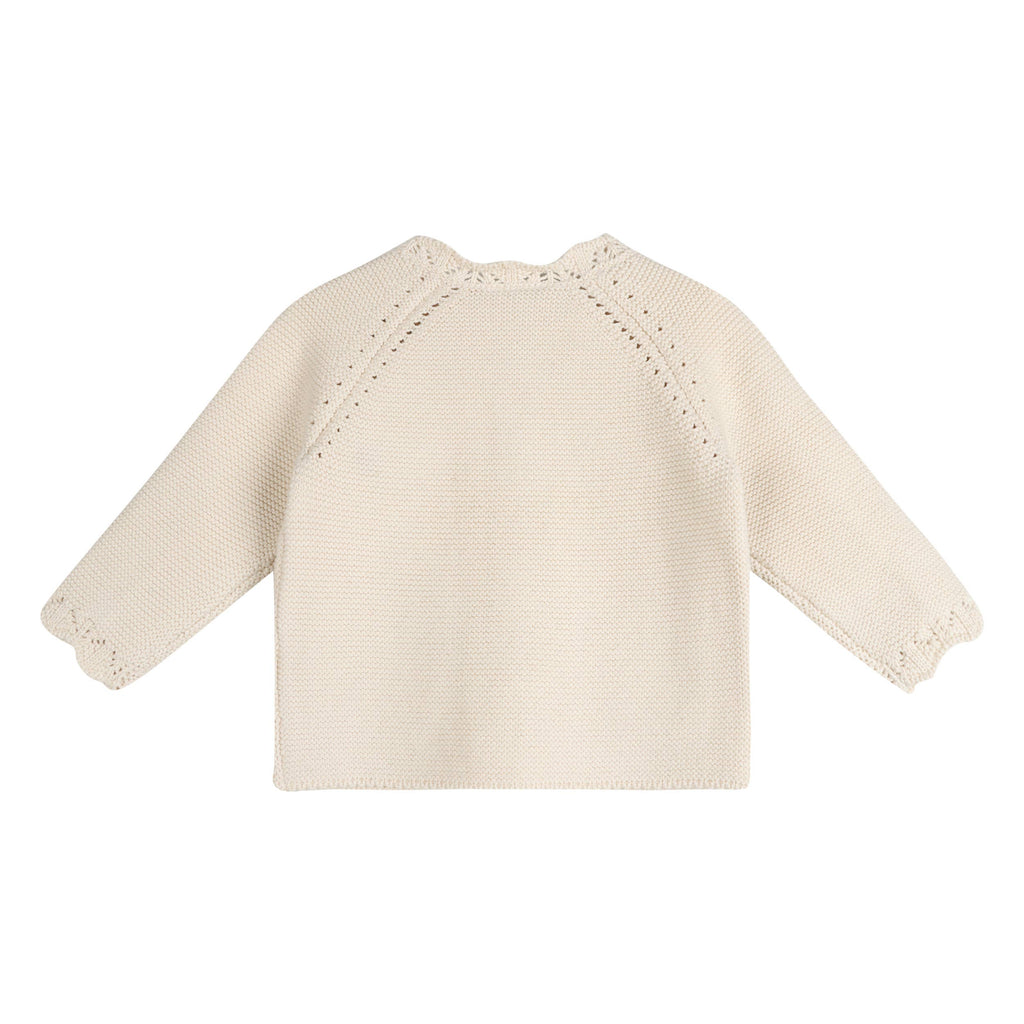 Anna Crochet Flower Knit Baby Cardigan (Organic Cotton)
