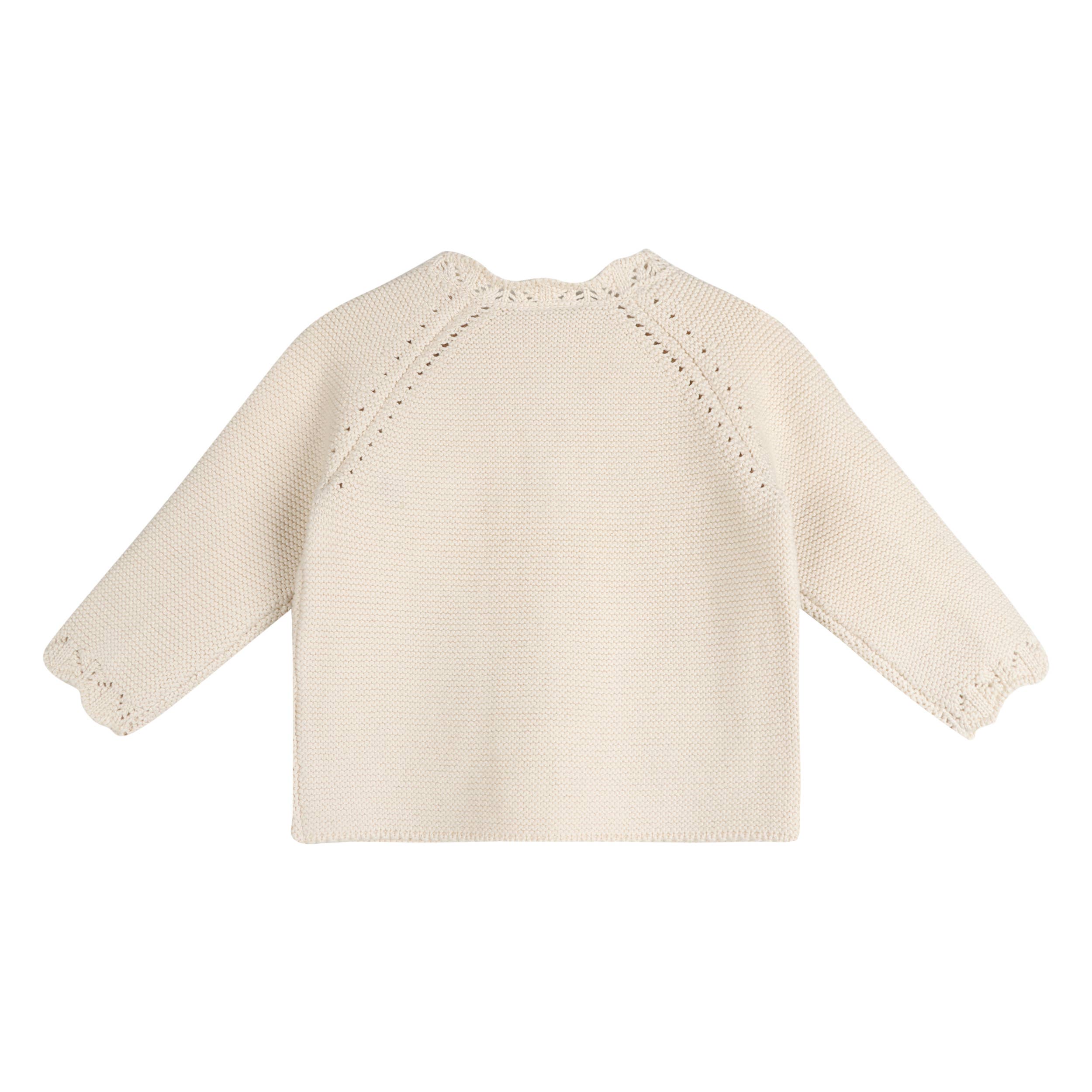 Anna Crochet Flower Knit Baby Cardigan (Organic Cotton)