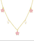Flower And Freshwater Pearl Charms Necklace