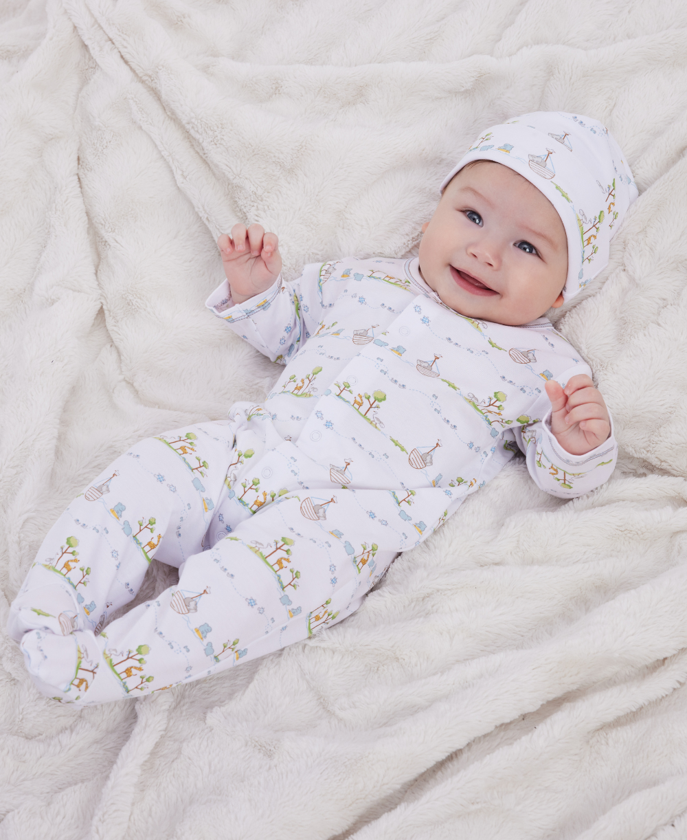 Noah’s print footie blue