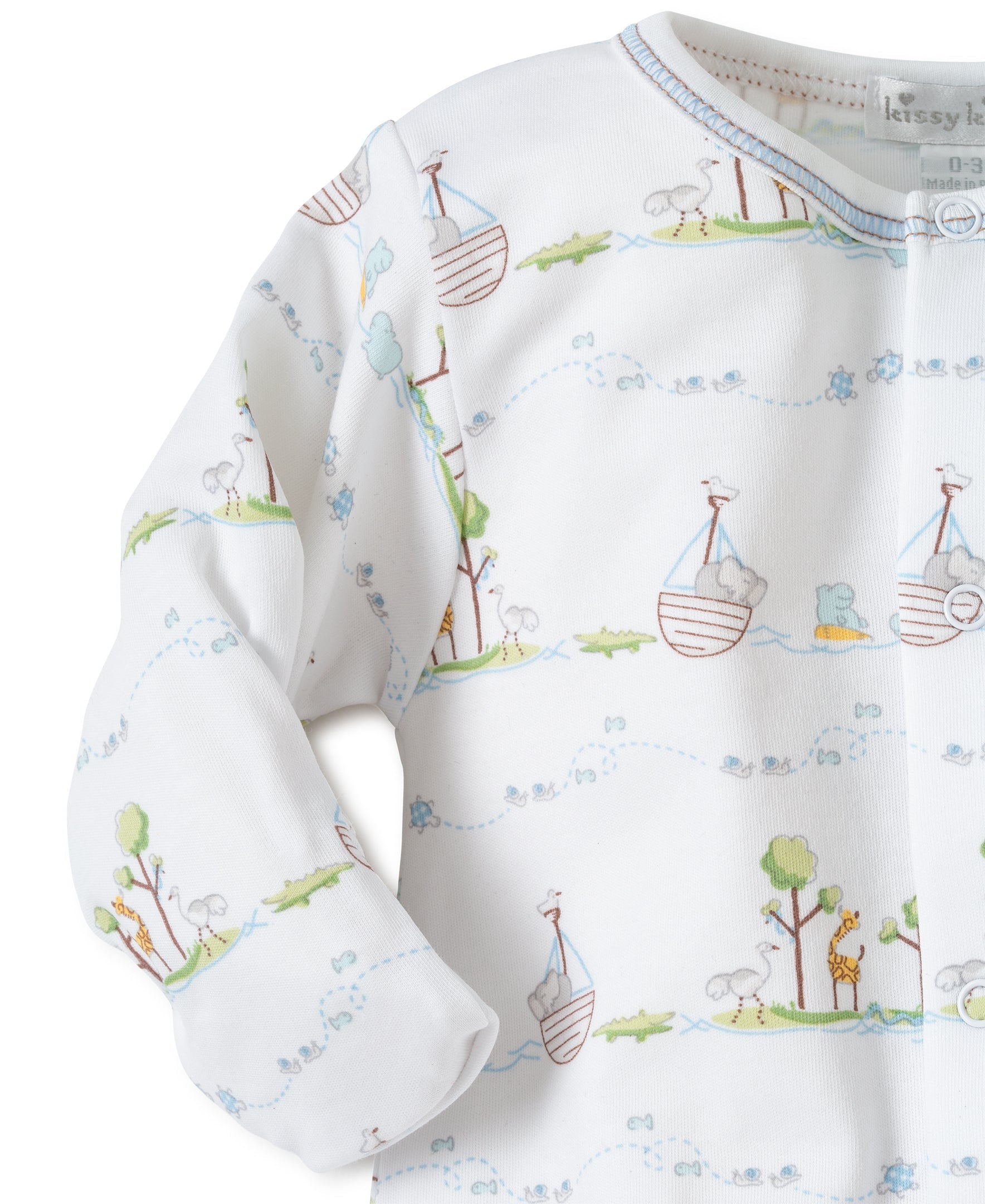 Noah’s print footie blue