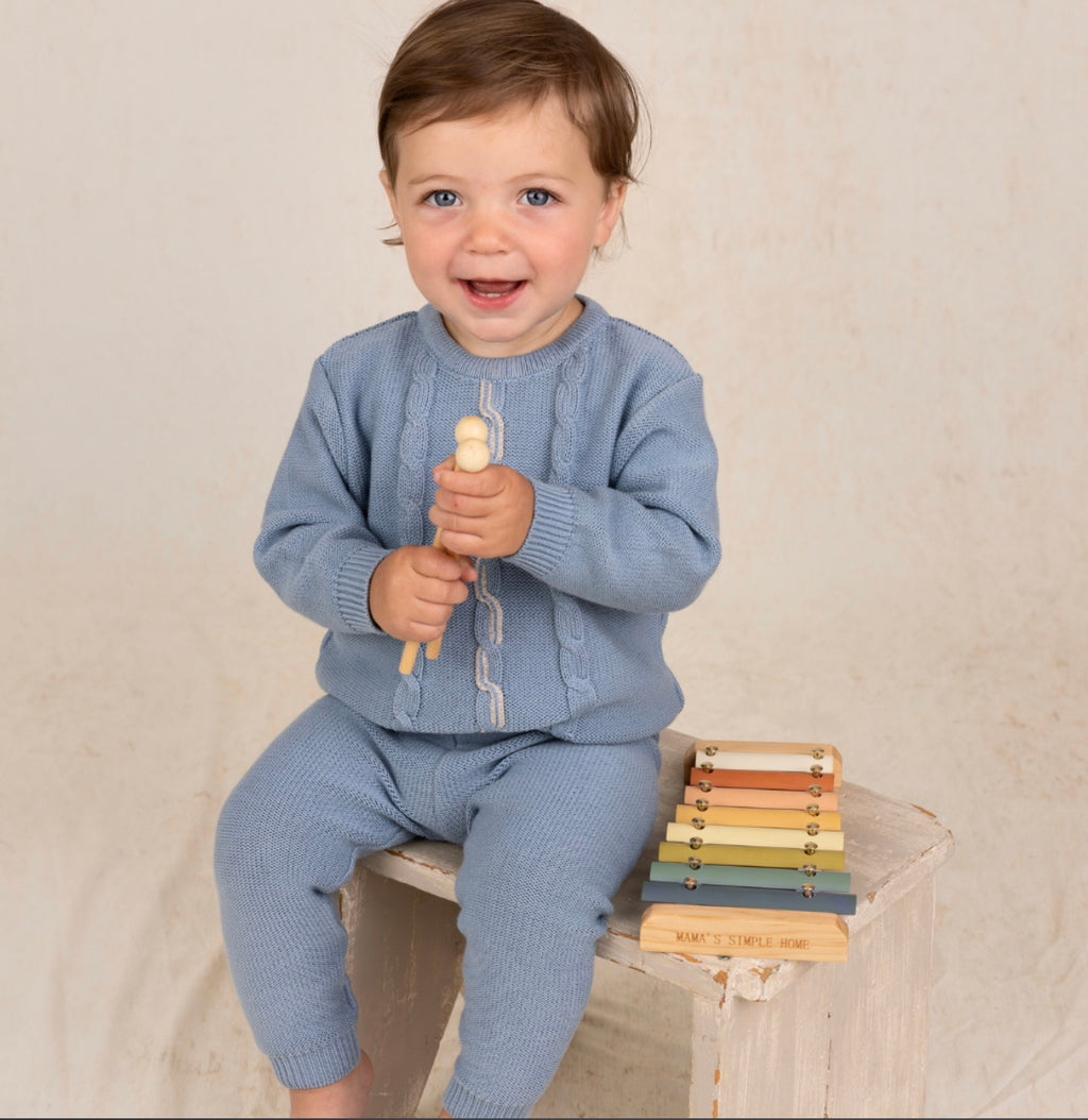 Boys vertical cable knit set