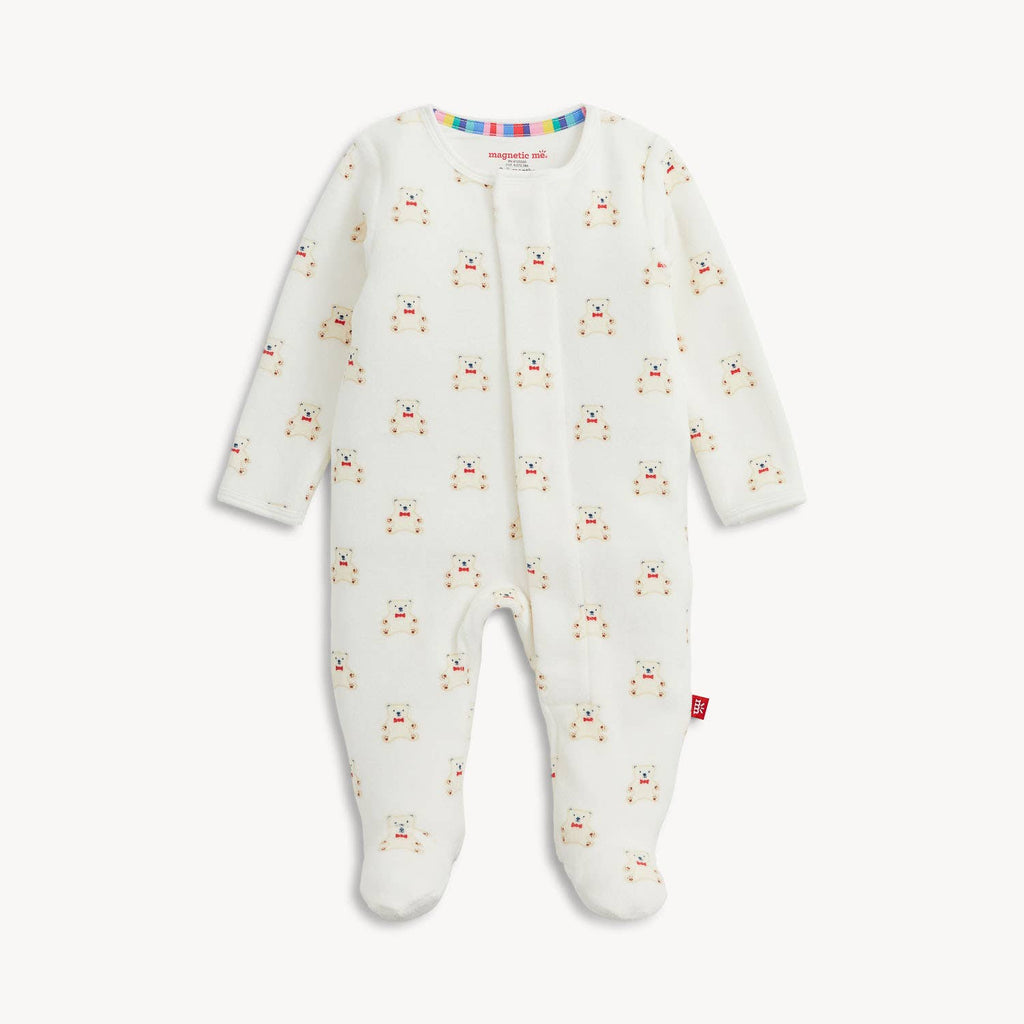 TEDDY BOWS VELOUR FOOTIE
