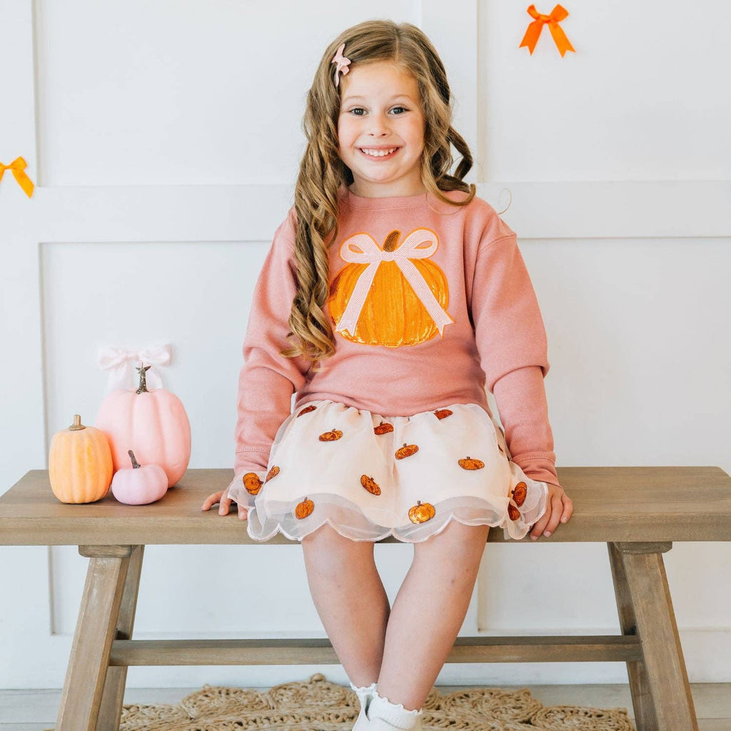 Pumpkin Sequin Scallop Tutu Skirt - Kids Clothing - Fall