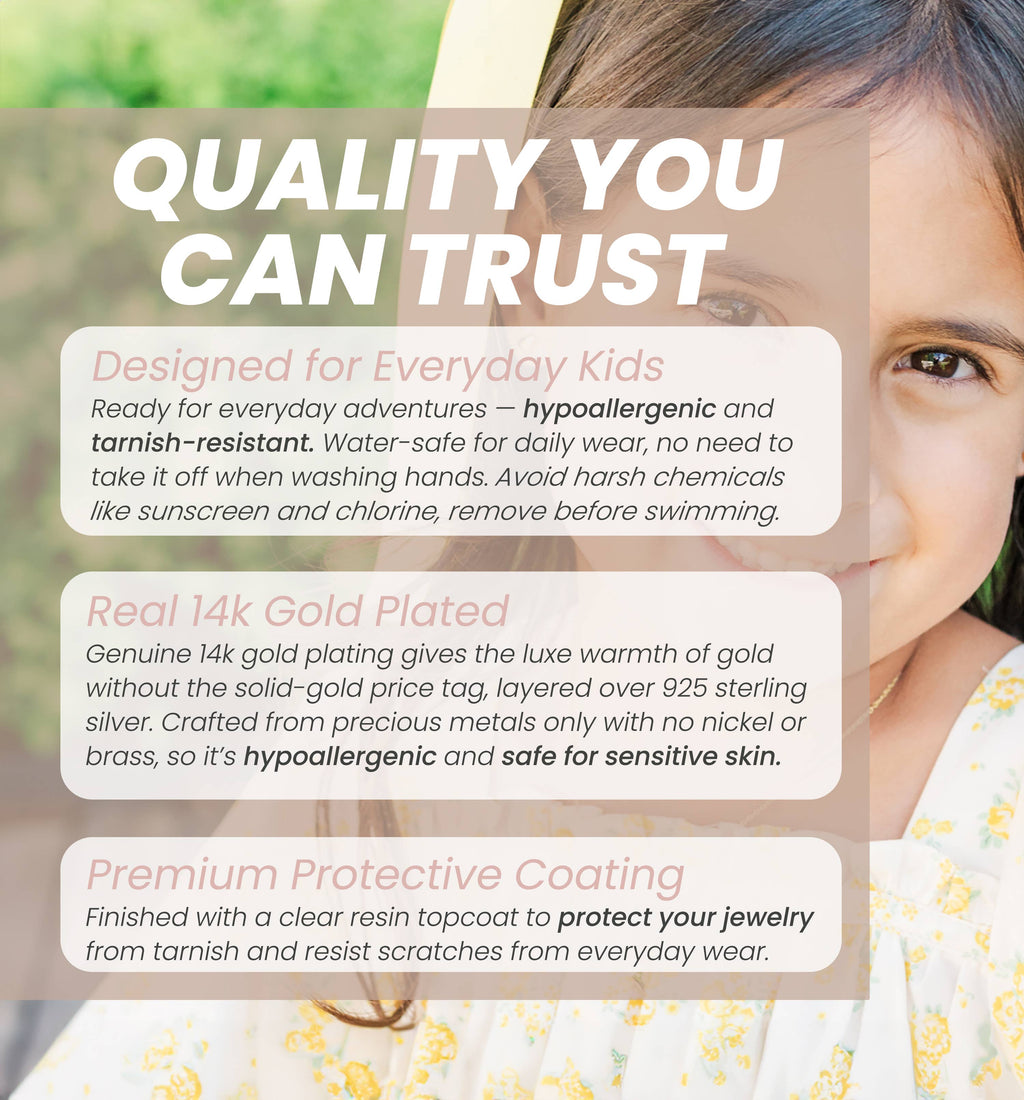 Children's 14K Gold-Plated Cross Necklace Baptism, Communion