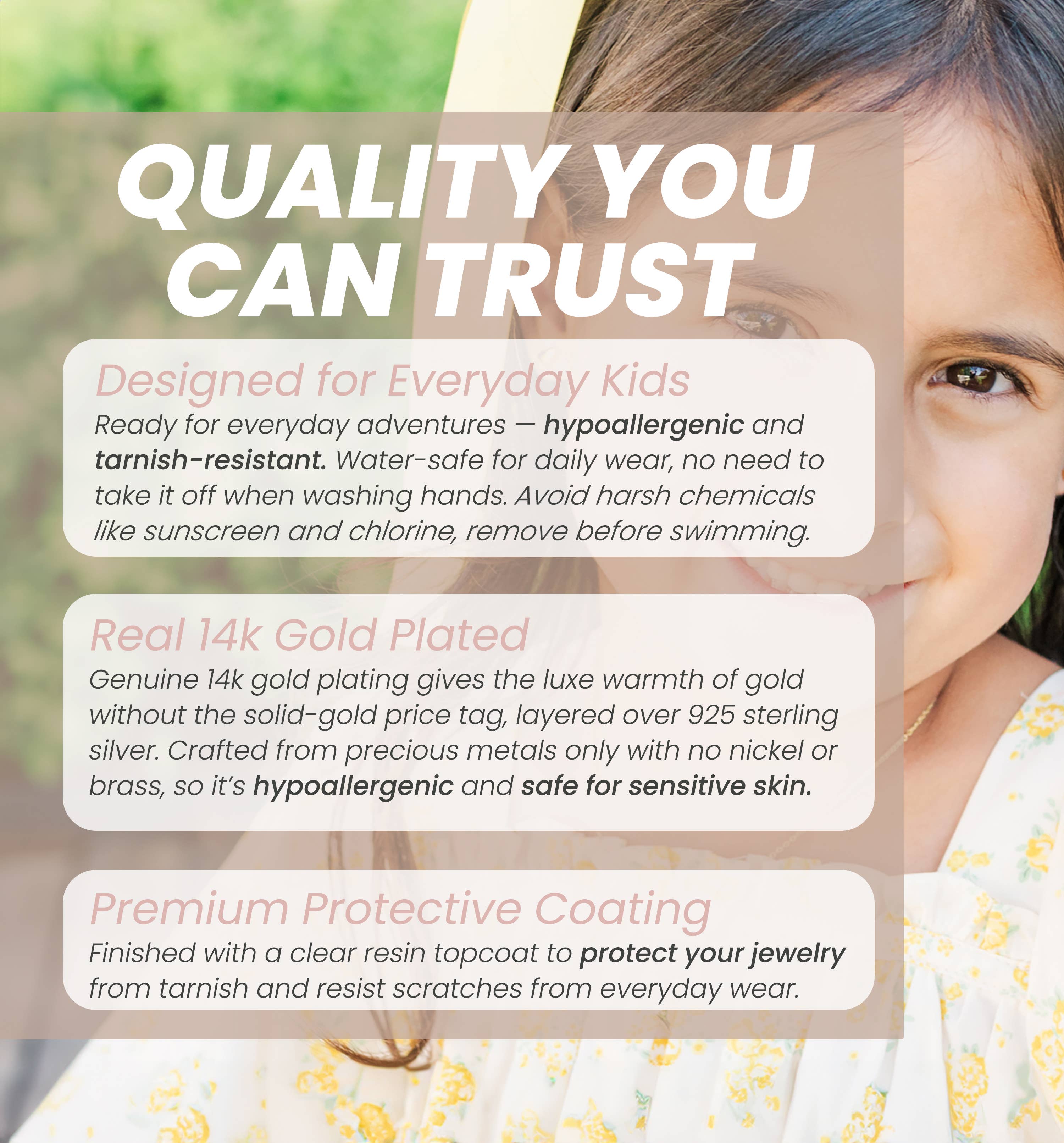 Children's 14K Gold-Plated Cross Necklace Baptism, Communion