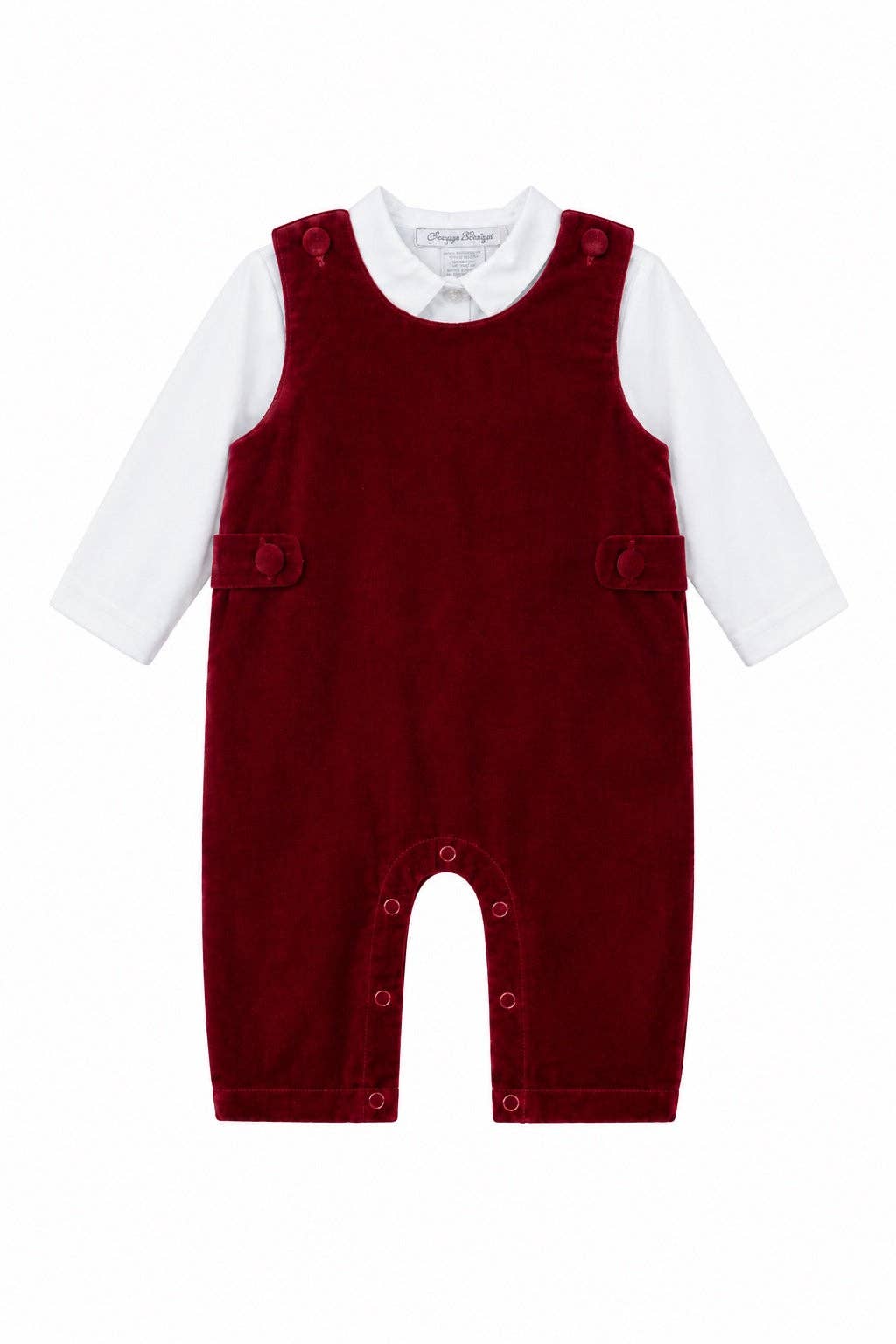 Baby Boy Red Velvet Romper w/ White Shirt