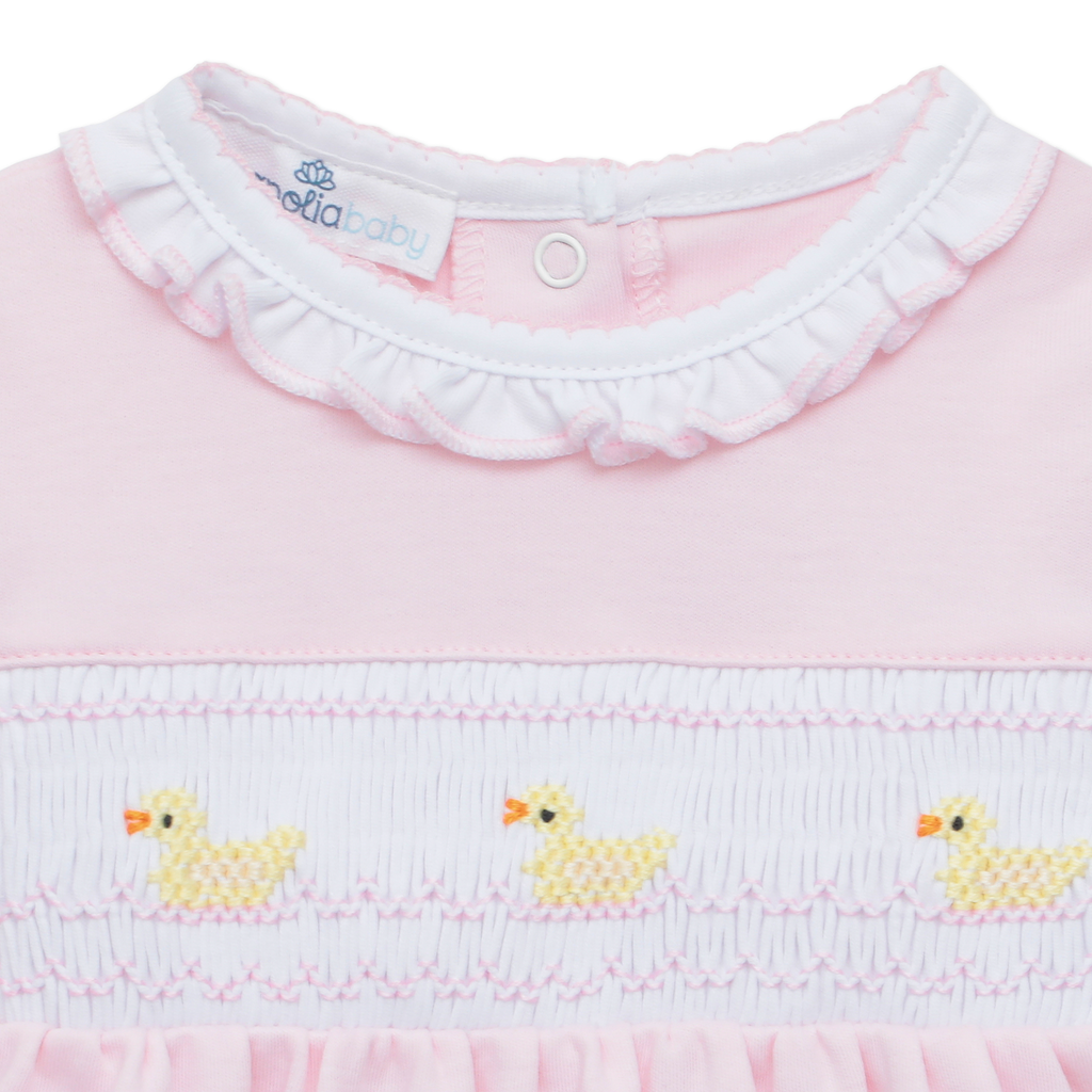 Little Ducklings Classics Smocked Footie - Pink