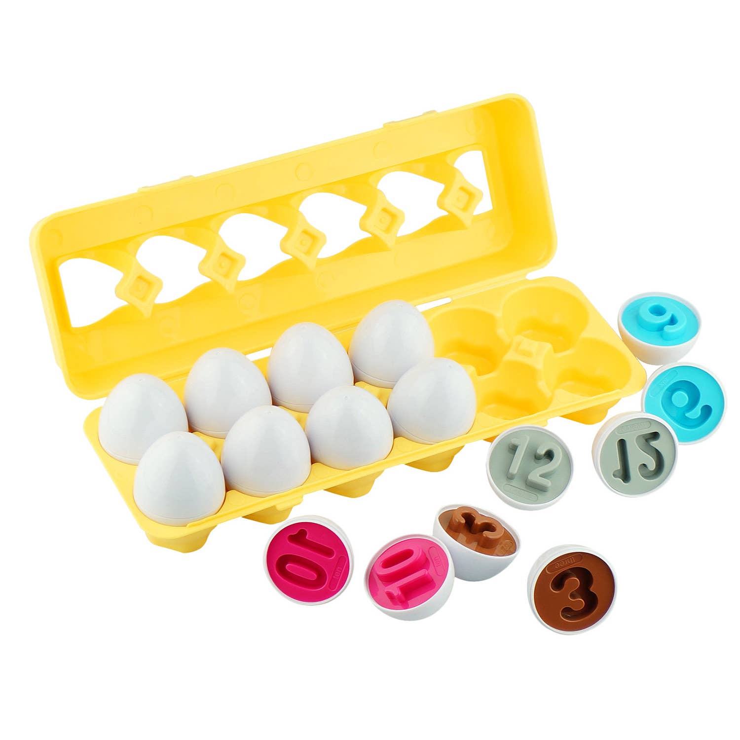 Dimple 12 Match and Play Numbers Egg Easter Toy w Holder