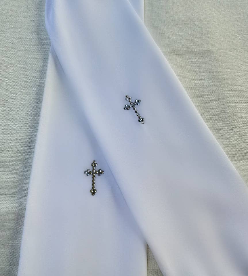 First Communion Tights w/ Our Crystal Cross